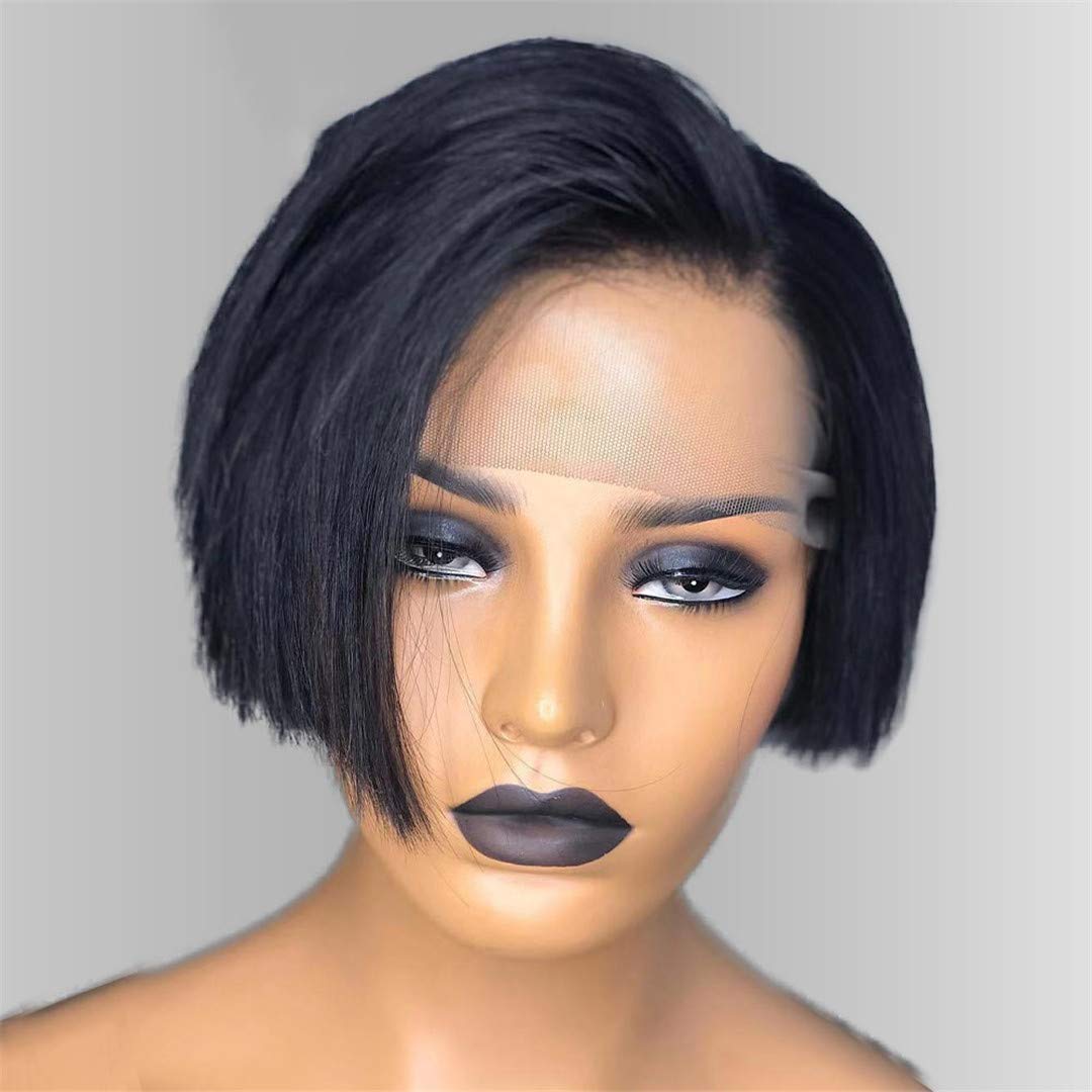 Short Pixie Cut Bob Wigs for Women - 10inch Pre Plucked Lace Front Human Hair Wig with Baby Hair & Small Cap (21-215) | Natural Look for Daily Wear, Cosplay & Special Occasions