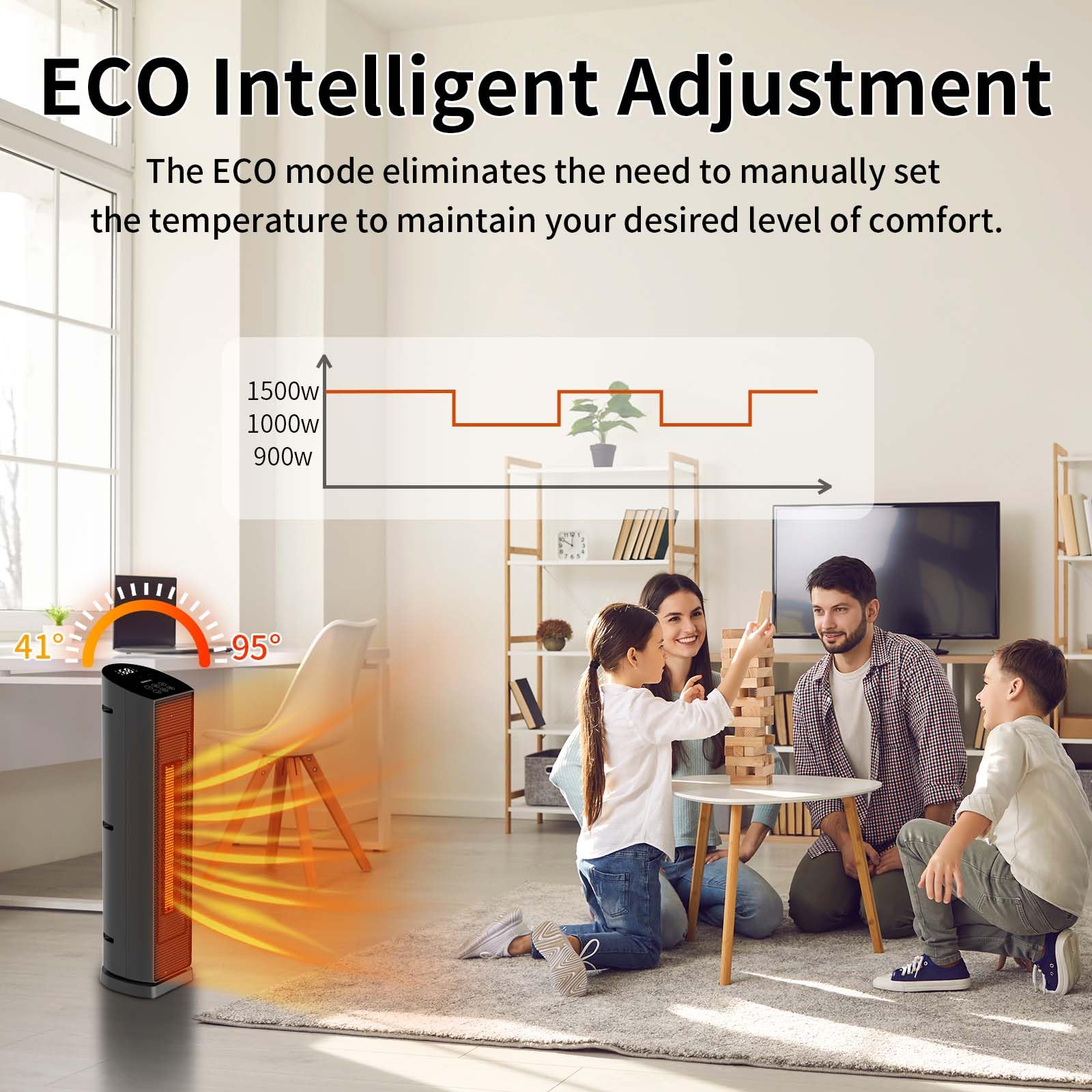 70° Oscillating Tower Space Heater with Remote - 1500W PTC Ceramic Heater with Thermostat, 24 Inch Indoor Electric Heater, 12H Timer & Quiet Operation - Perfect for Office, Home, Bedroom & Winter Warmth