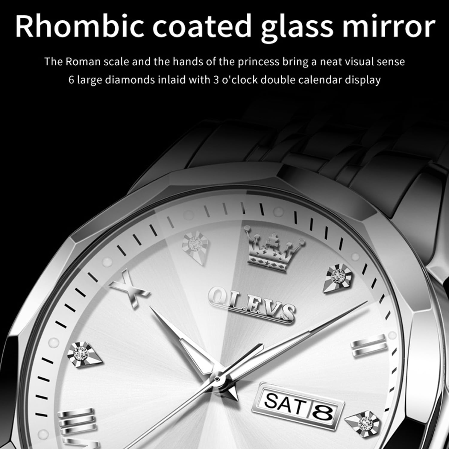 OLEVS Men's Stainless Steel Waterproof Quartz Watch with Luminous Hands & Date Display - Two-Tone Casual Wristwatch for Business, Outdoor & Everyday Wear