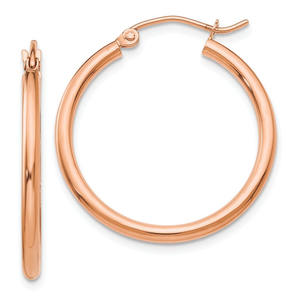 Jewels By Lux 10k Rose Gold 2mm Polished Hoop Earrings for Women - Elegant Everyday Jewelry for Work, Date Night & Special Occasions