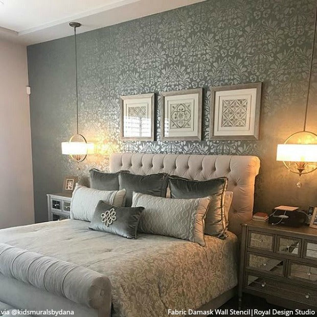 Grand Fabric Damask Wall Stencil - Reusable DIY Painting Template for Home Decor, Accent Walls & Furniture | Perfect for Bedroom, Living Room & Nursery Makeovers