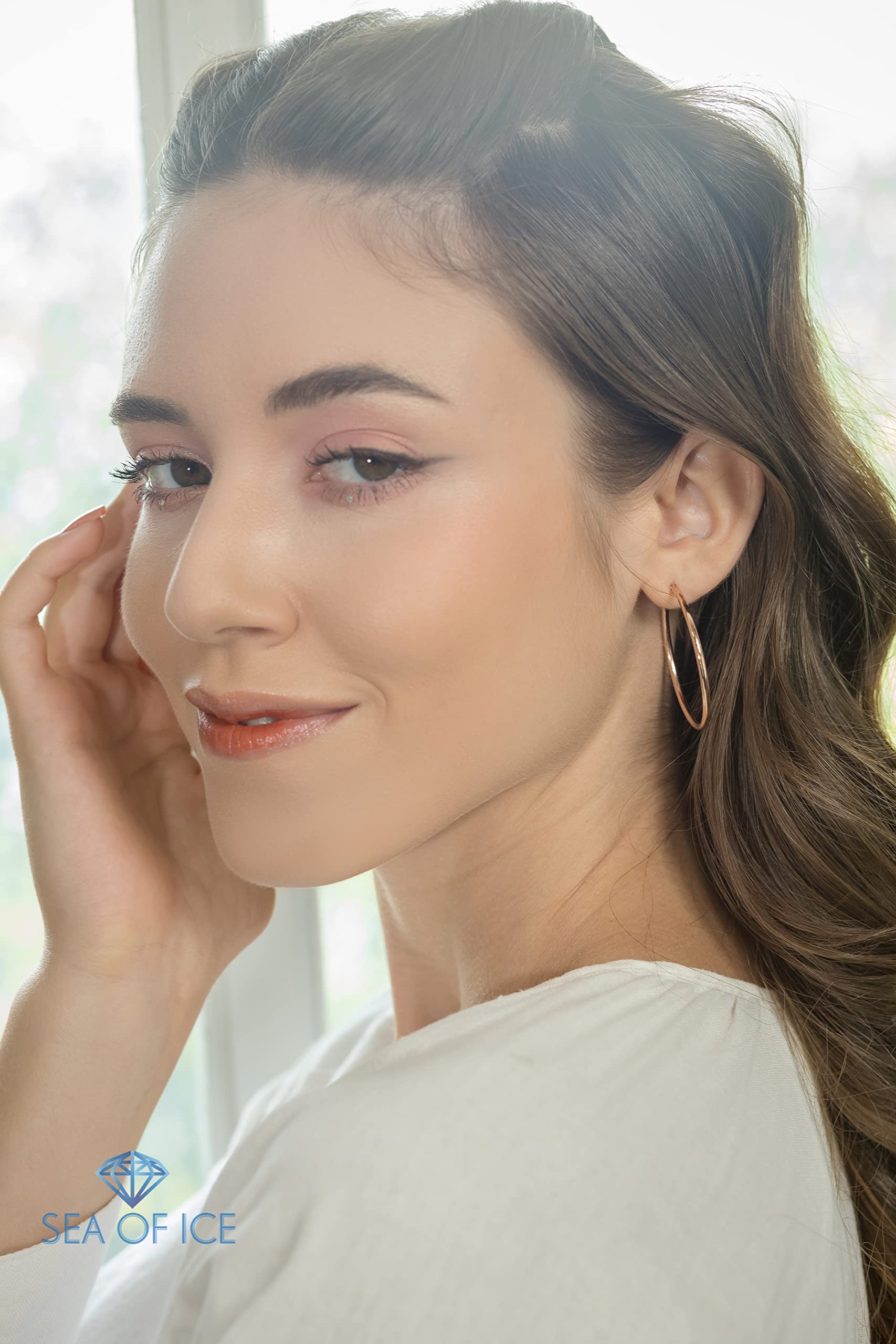 925 Sterling Silver Plated Round Tube Hoop Earrings for Women - Cool & Chic Ice Silver Hoops (15-60mm, 2mm Tube) - Perfect for Everyday Wear, Parties & Special Occasions