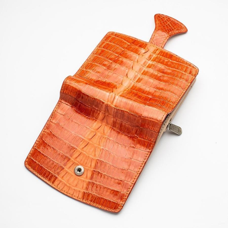 Two Tone Orange Crocodile Leather Women's Wallet - Luxury Bifold Wallet for Women - Perfect for Everyday Use, Travel & Gift Giving