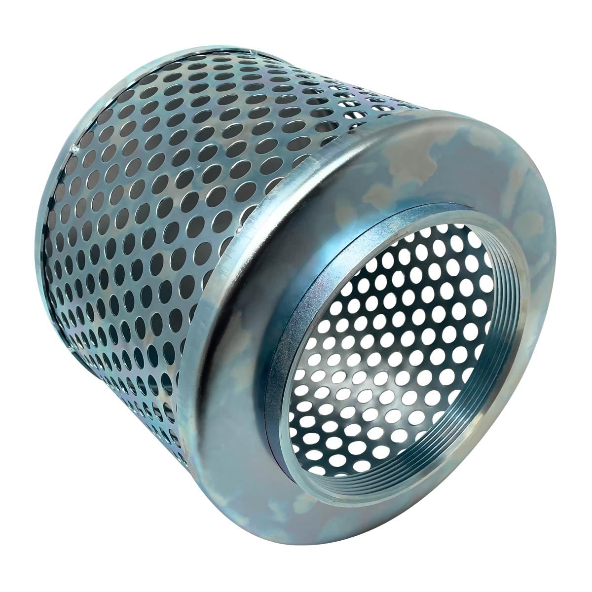 Gloxco 6-Inch Suction Strainer with Round Holes - Heavy Duty Zinc Plated Steel Filter for Pumps & Plumbing (STR-RH600) - Ideal for Water Filtration, Industrial Applications & Drainage Systems