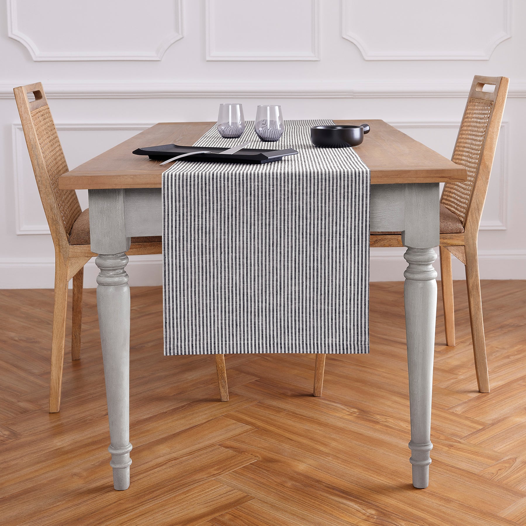 Elegant Narrow Stripe Table Runner - 16 Inch & 18 Inch Wide Options for Dining Table Decor, Wedding Centerpiece, and Holiday Table Setting