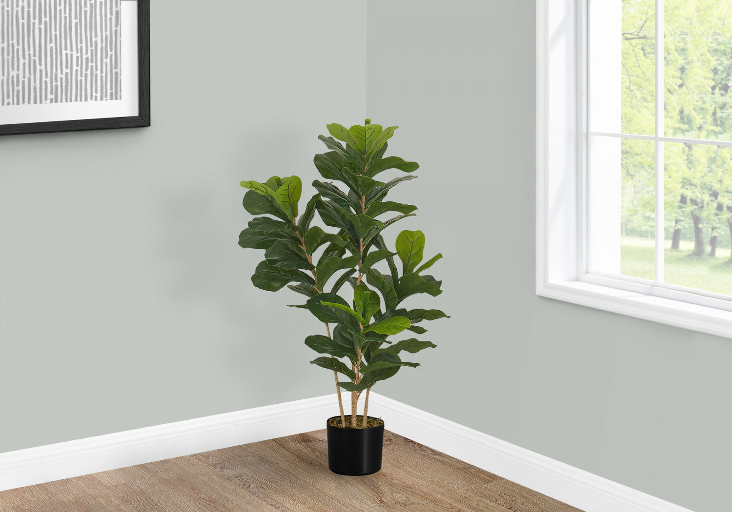 41 Inch Artificial Fiddle Leaf Fig Tree in Black Pot - Realistic Fake Indoor Plant for Home Office Decor, Living Room, Bedroom, and Housewarming Gifts