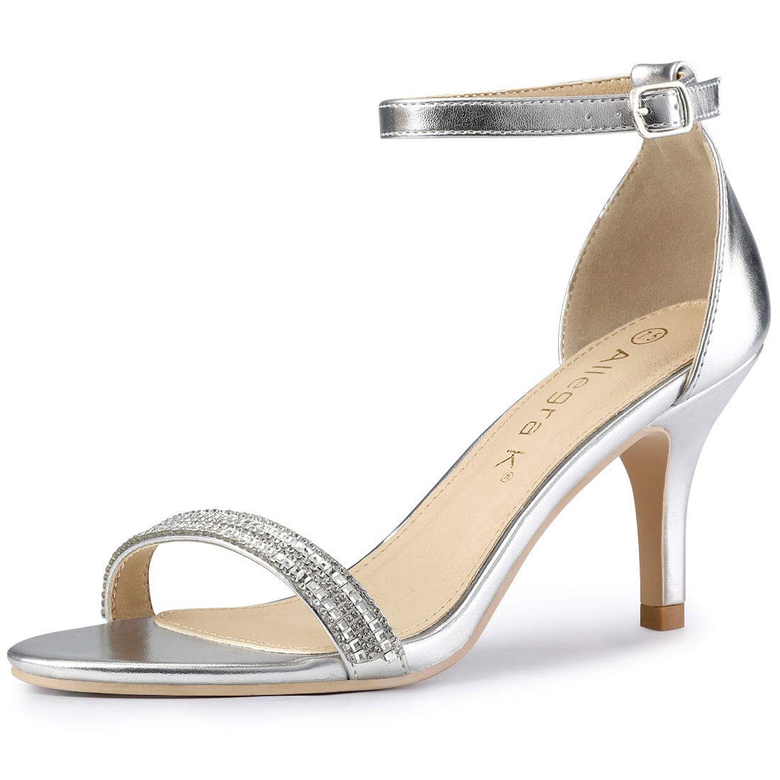 Allegra K Women's Rhinestone Ankle Strap Stiletto Heel Sandals - Elegant Dressy High Heels for Parties, Weddings & Evening Events