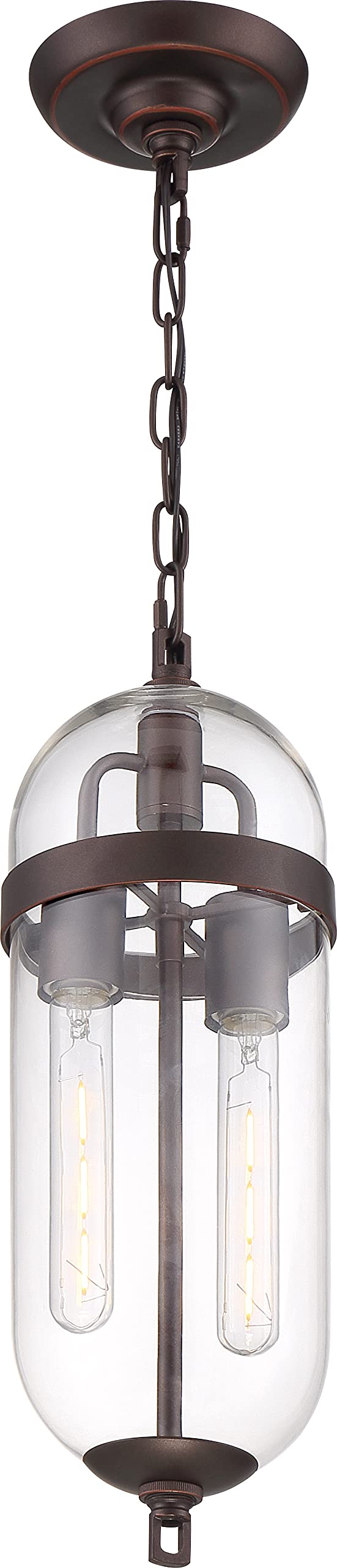 NUVO 60/6922 Fathom 2-Light Pendant Light Fixture in Mahogany Bronze Finish with Clear Glass Shades - Perfect for Dining Room, Kitchen Island or Entryway Lighting