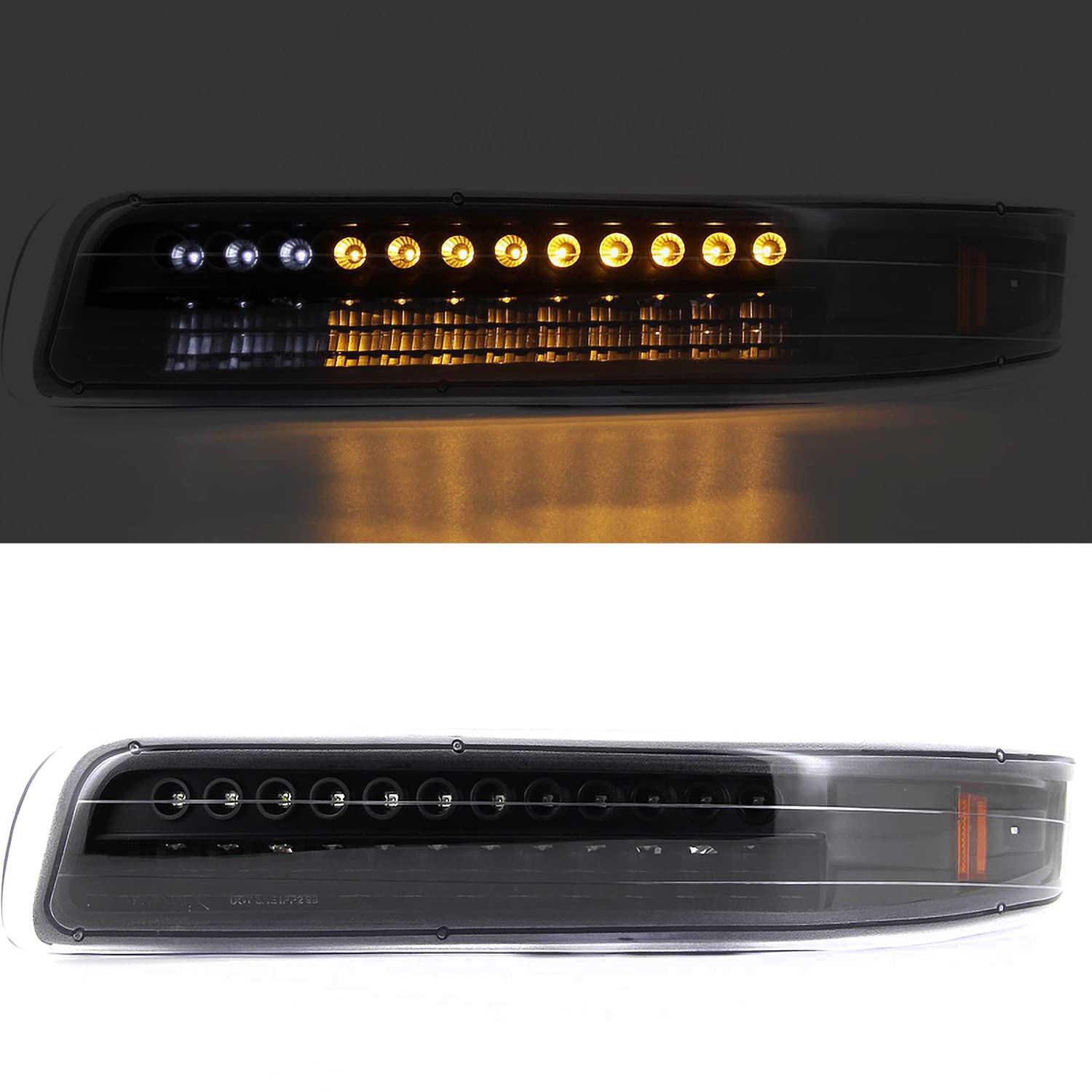 Spec-D Tuning Black LED Halo Projector Headlights with LED Bumper Lights - Compatible with 1999-2002 Chevy Silverado 1500/2500/3500 - Left & Right Pair Headlamp Assembly - Upgrade for Night Driving & Off-Road Adventures