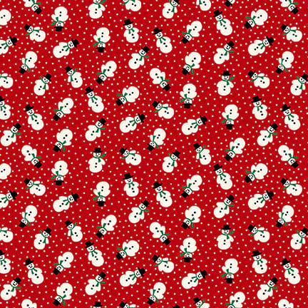 Buttermilk Basin Winter in Snowtown Fabric - Red Tossed Snowmen Print by The Yard for Quilting, Holiday Decor & DIY Crafts