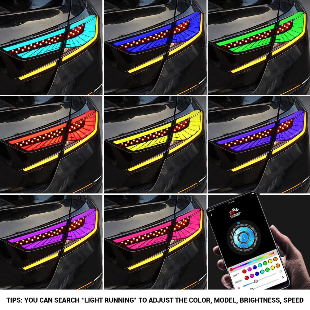 2018-2022 Honda Accord Tail Lights - Sequential LED Rear Light Assembly Compatible with EX/EX-L/LX/Sport/Touring/Hybrid Models | 10th Gen Custom Replacement Accessories (Starry Sky Red) | Enhanced Night Visibility & Style Upgrade for Daily Driving & Car Shows