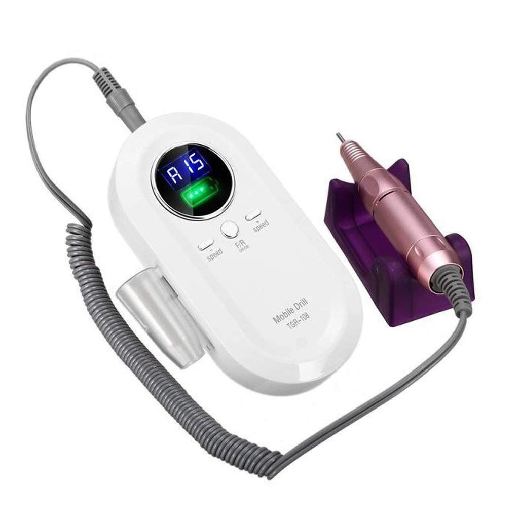 35,000 RPM Rechargeable Electric Nail Drill Machine - Portable E File for Acrylic & Gel Nails with Polishing Bits - Professional Salon & Home Manicure Kit (White) | Perfect for DIY Nail Art, Gel Polish Removal & Nail Extensions