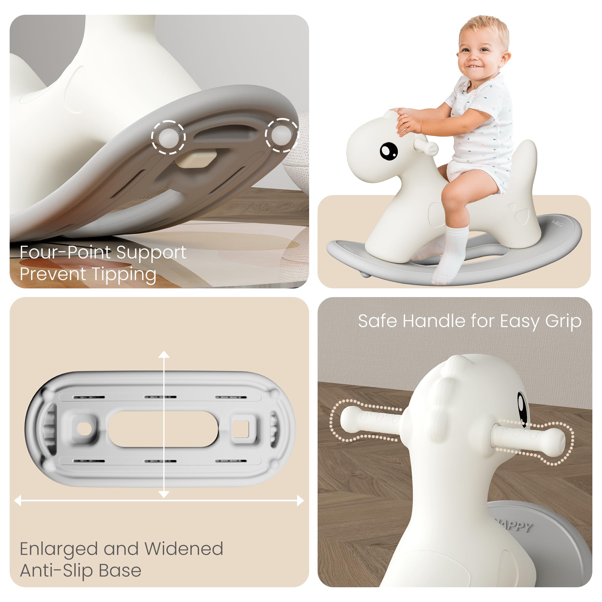 Hoopyosms Kids Plastic Rocking Horse - Fun Ride-On Toy for Toddlers Ages 1-3 | Indoor/Outdoor Rocking Toy for Boys & Girls | Perfect for Playrooms, Daycares & Backyard Playtime