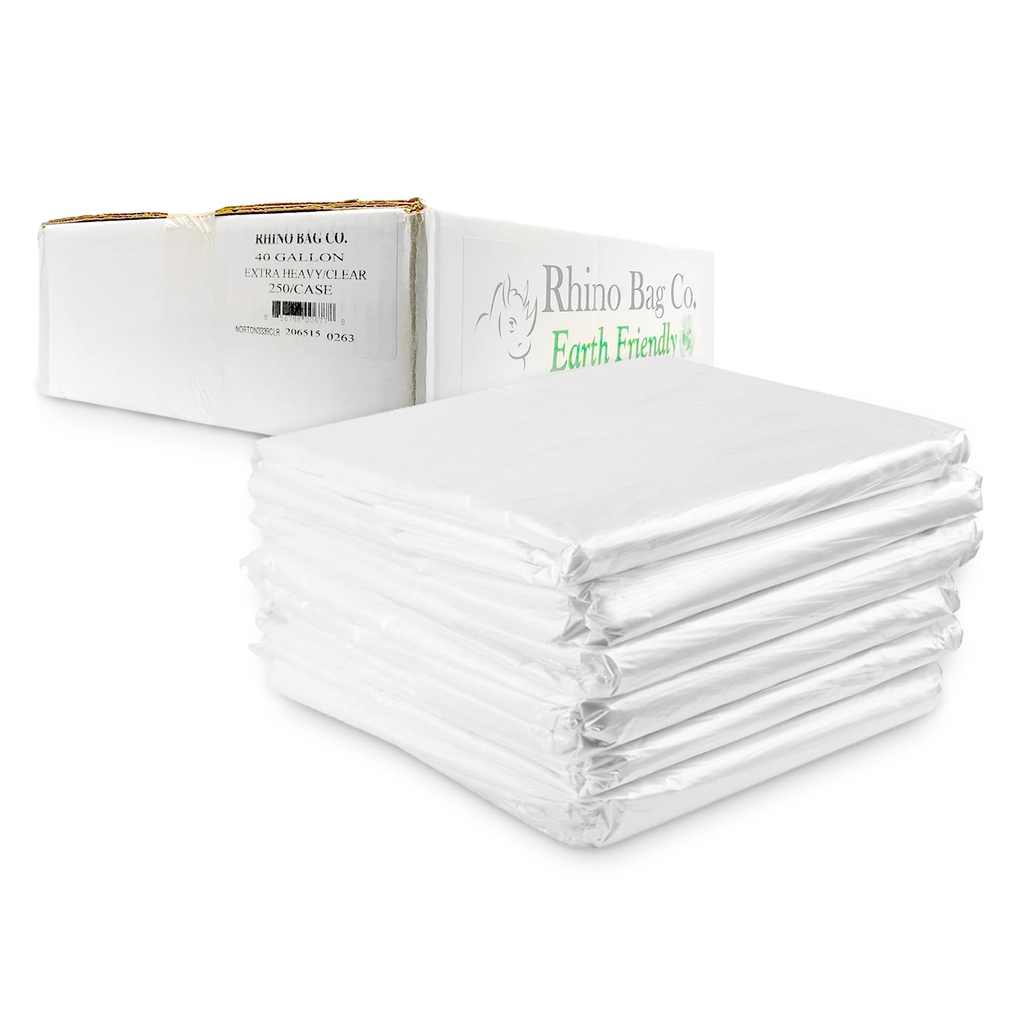 Rhino Heavy Duty 40 Gallon Clear Plastic Storage Bags - Waterproof, Reusable Jumbo Size for Clothes, Comforters, Bedding & Travel Supplies - Perfect for Packing, Moving & Home Organization