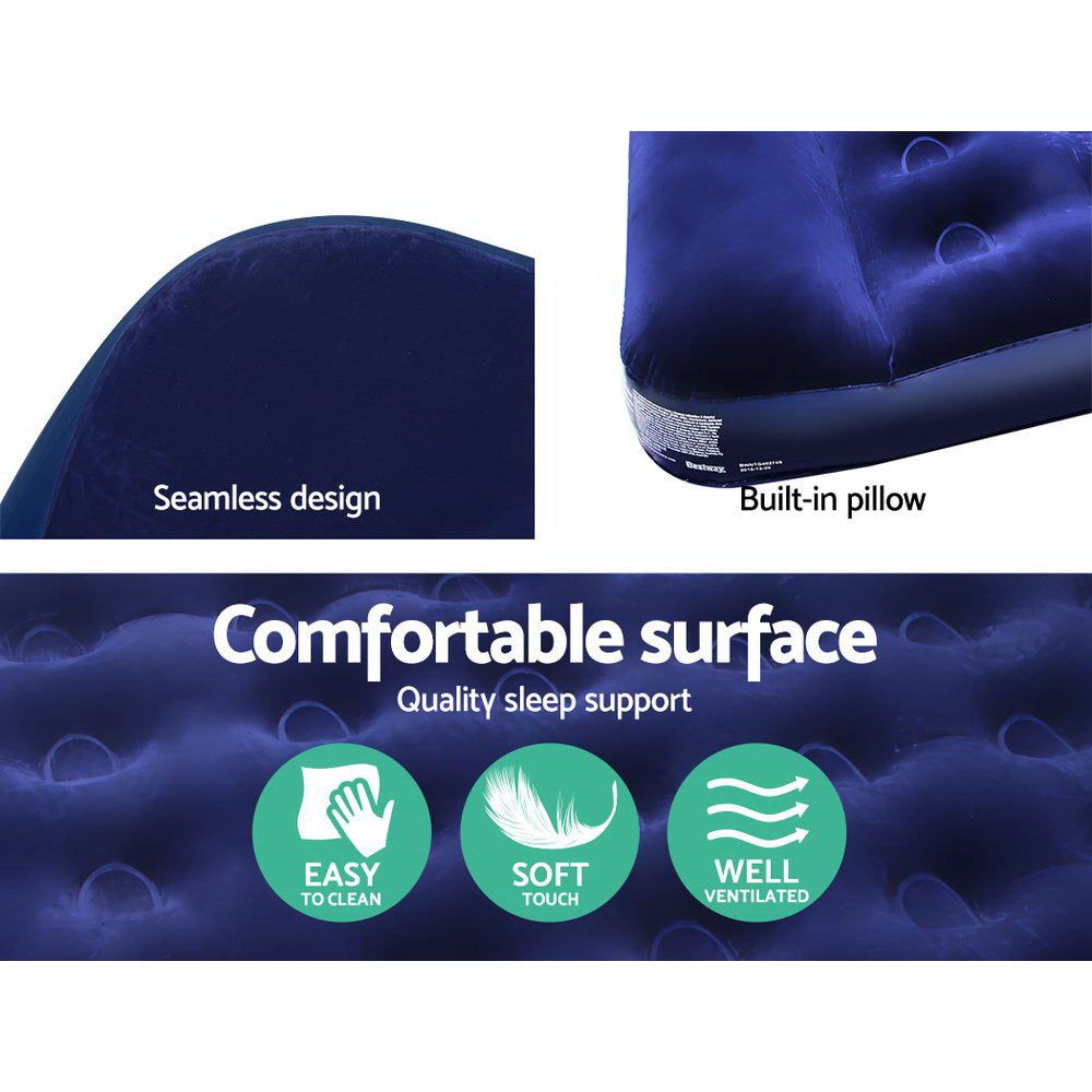 Bestway Single Size Inflatable Air Mattress - Navy Blue Portable Guest Bed for Camping, Travel & Home Use