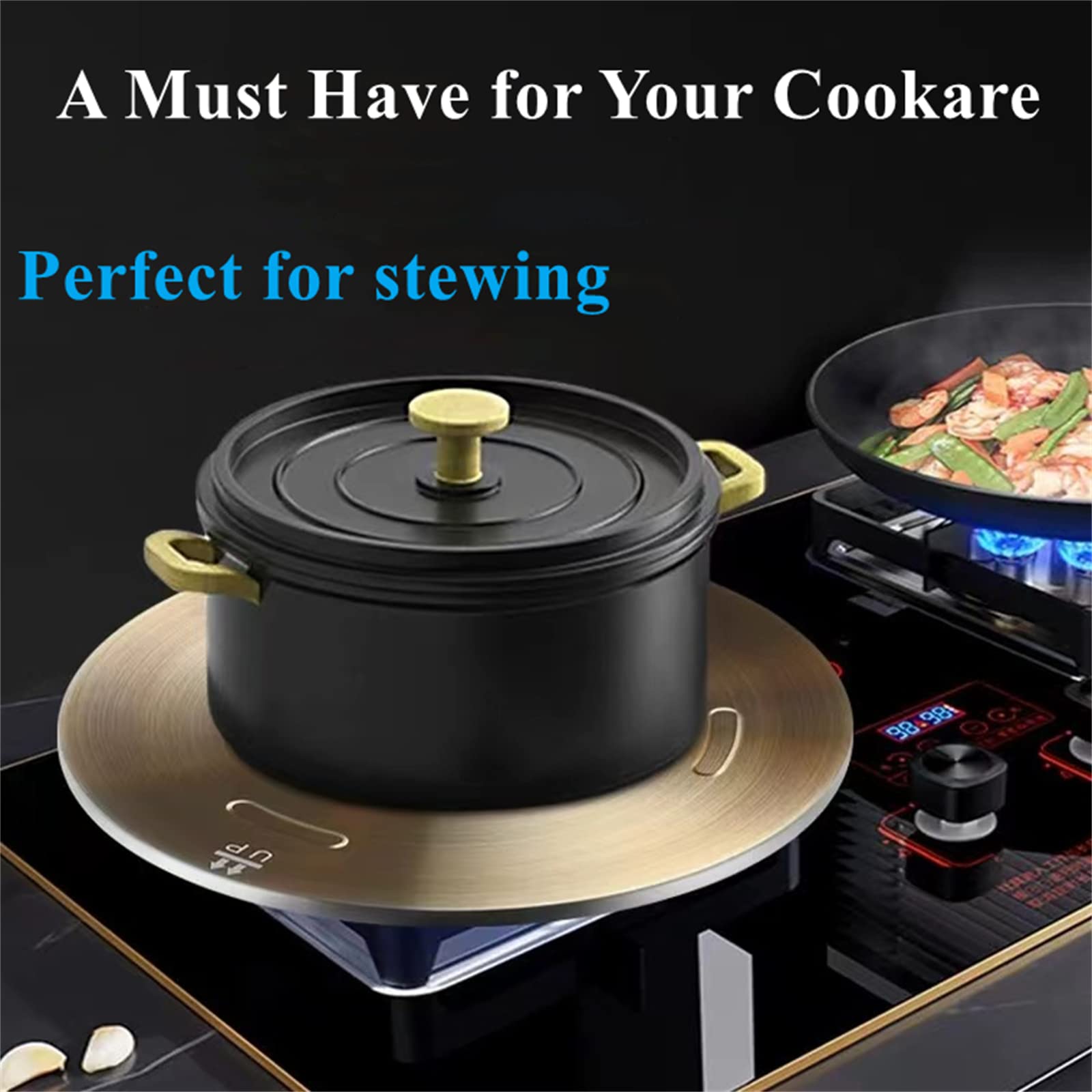Beswarmy 11-Inch Heat Diffuser Plate for Gas & Induction Stoves - Removable Handle, Even Heat Distribution for Coffee, Milk Simmering & Cooking | Perfect for Home Kitchens & Professional Use