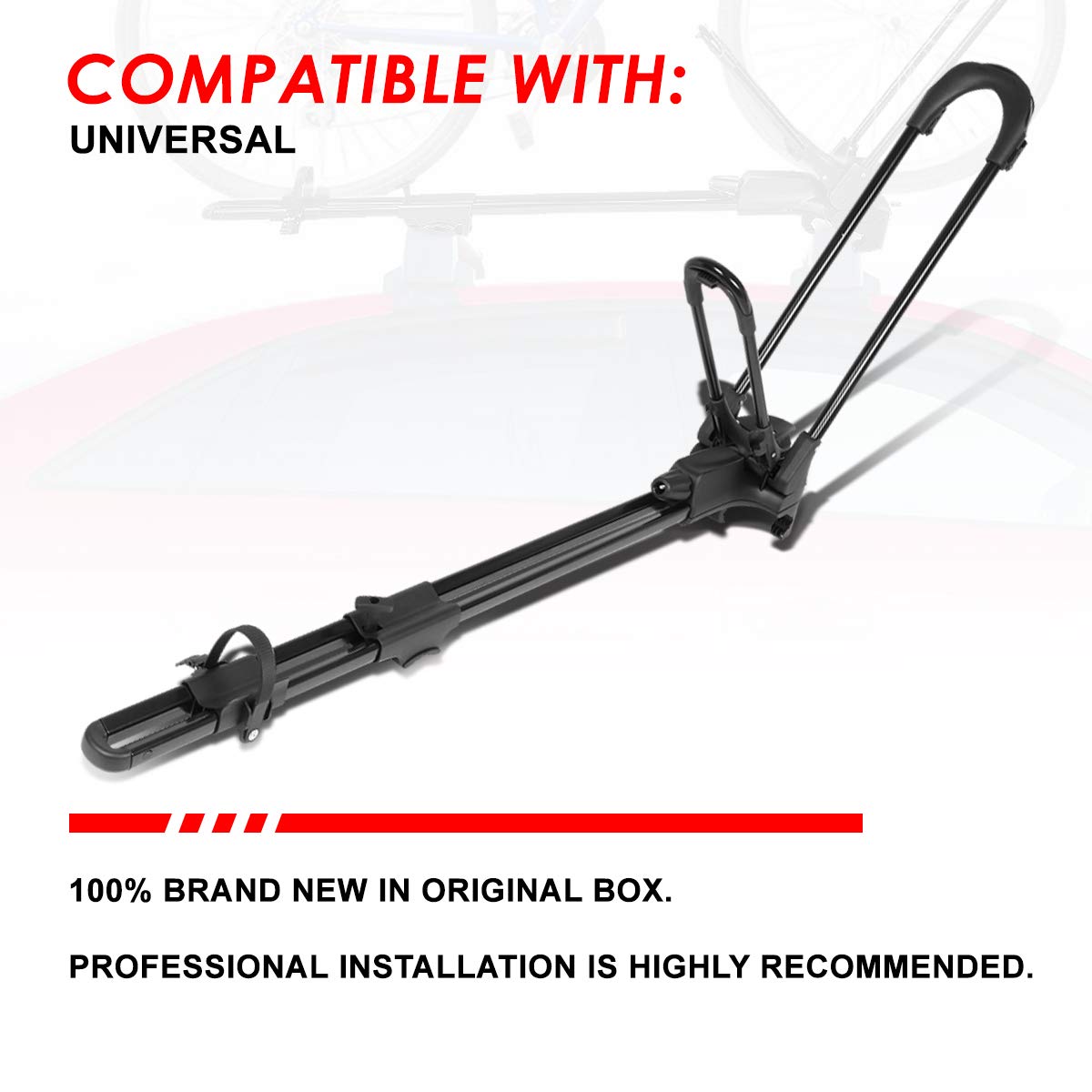 Auto Dynasty Universal Car Roof Top Wheel-On Bicycle Mount Rack - Heavy Duty Iron Bike Carrier with Key Lock System - Perfect for Road Trips, Mountain Biking & Outdoor Adventures (Black)