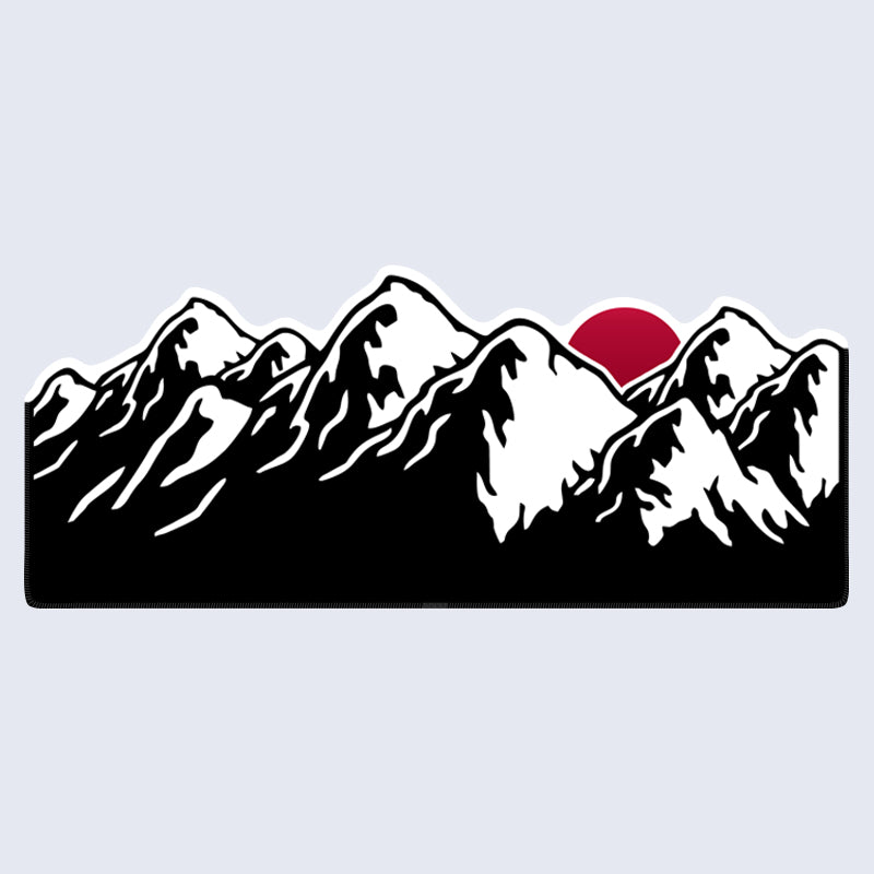 Minimalist Black & White Thick Mouse Pad - Irregular Sunrise Mountain Design for Office & Gaming Desktops | Non-Slip Computer Mousepad for Work & Home Use