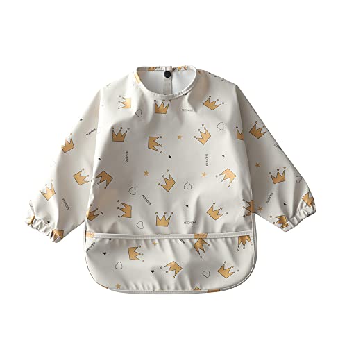 Waterproof Baby Bibs for Infants & Toddlers - Long Sleeve Feeding Bib with Food Catcher, Super Soft & Easy to Clean - Perfect for Mealtime, Messy Play & Outdoor Dining