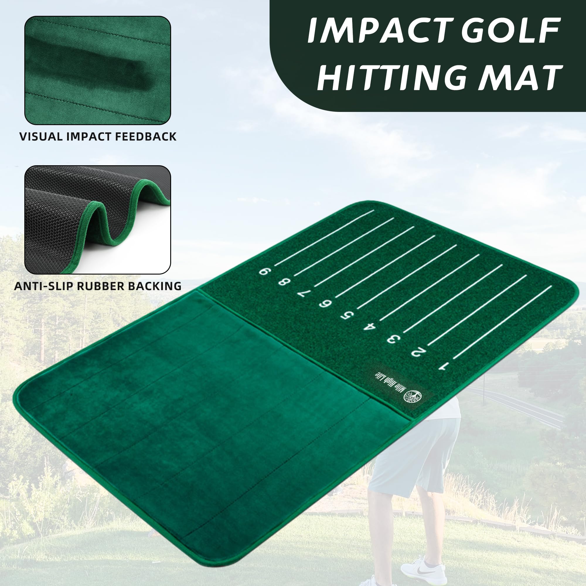 Premium Golf Training Mat - 3 Turf Designs for Fairway, Rough & Green | Durable Golf Hitting Practice Mat for Indoor/Outdoor Use | Perfect for Home, Office & Driving Range Practice