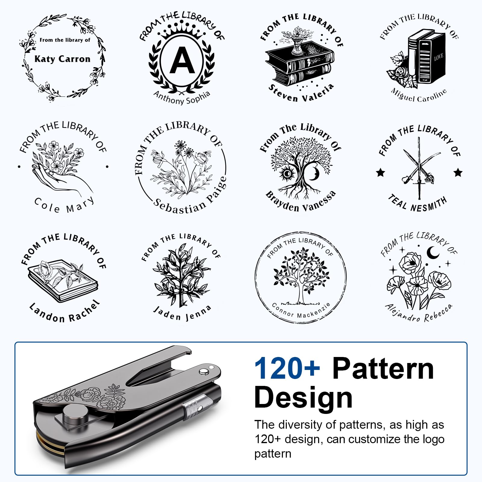 Personalized Custom Book Embosser Stamp - Engrave Your Text/Logo on Books, Business Cards, Paper Documents & Notebooks | Perfect for Gifts, Office Use & Craft Projects