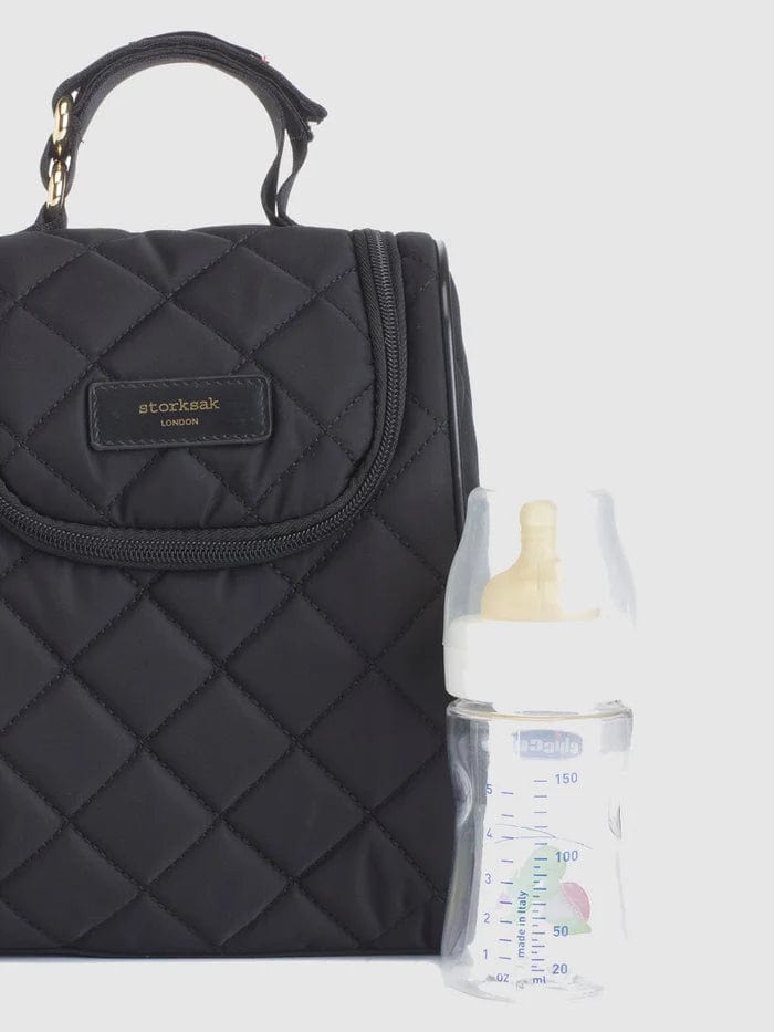 Storksak Poppy Luxe Diaper Bag - Premium Black Scuba Changing Tote for Moms | Perfect for Travel, Daycare & On-the-Go Parenting