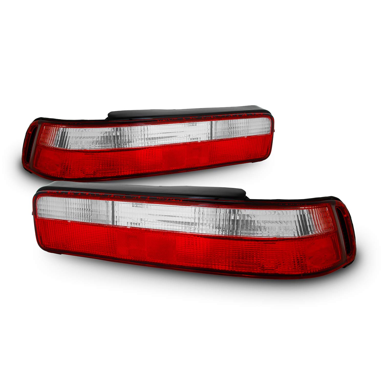 AKKON Red Clear Lens Tail Brake Lights Assembly Pair for 1990-1993 Acura Integra DA DB 2 Door Coupe - Left & Right Side - Enhances Safety & Style for Night Driving & Car Shows