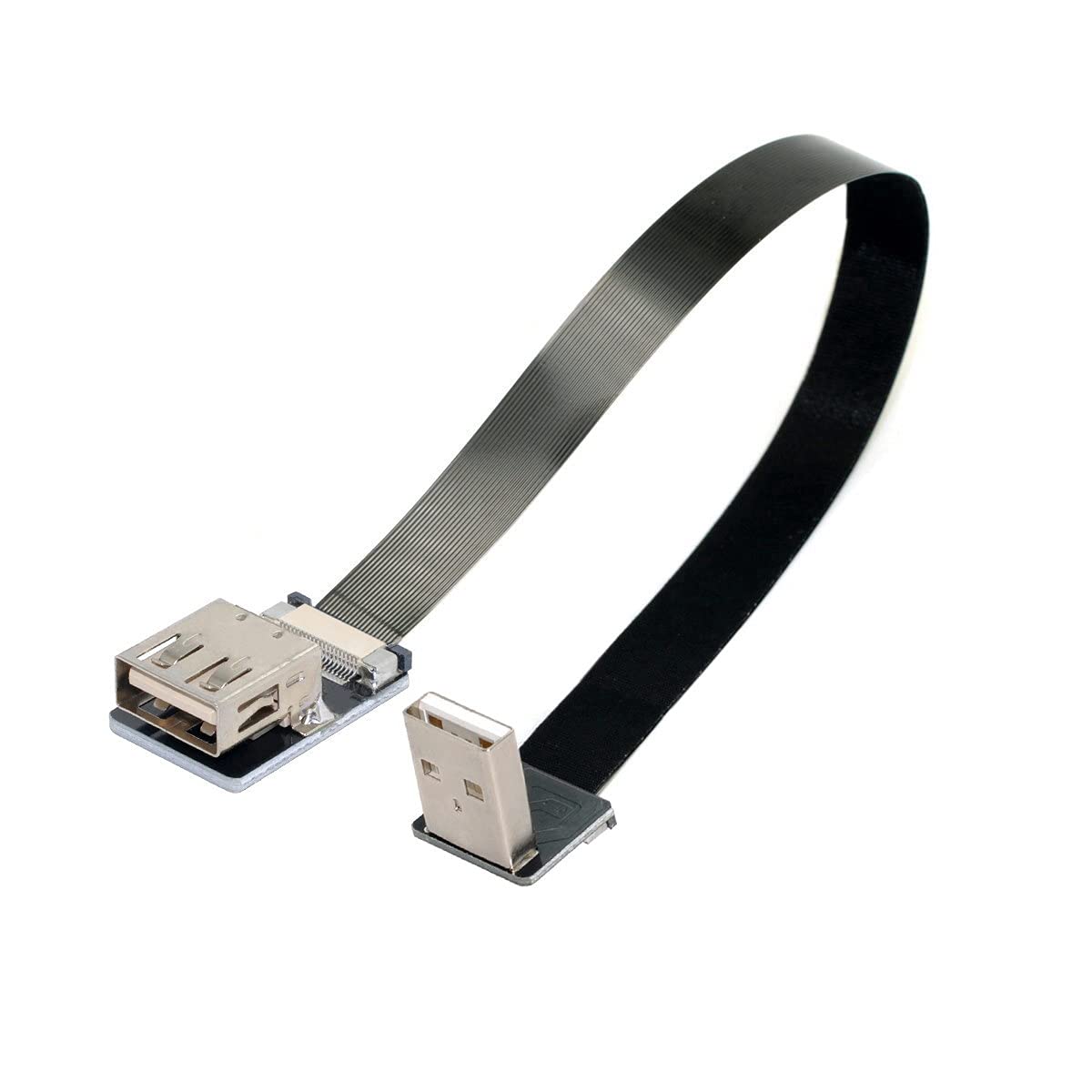 cablecc Down Angled USB 2.0 Type-A Male to Female Extension Data Flat Slim FPC Cable - 50cm for FPV Drones, Disk Drives, Scanners & Printers | Perfect for Tight Spaces & Device Connectivity