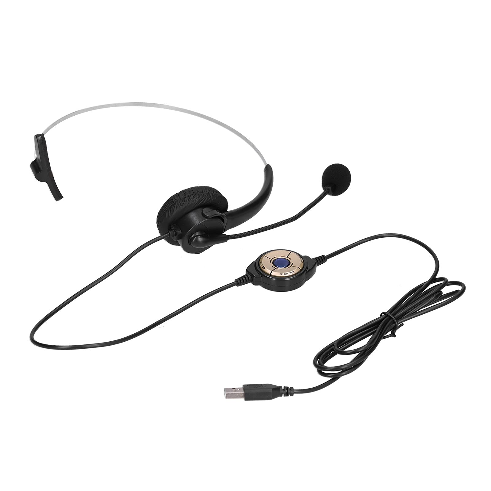 Shanrya Single Ear USB Wired Headset with Microphone - 330° Rotatable Noise-Canceling Headphones for Call Center, Office, and Customer Service Professionals - Perfect for Long Work Hours and Clear Communication