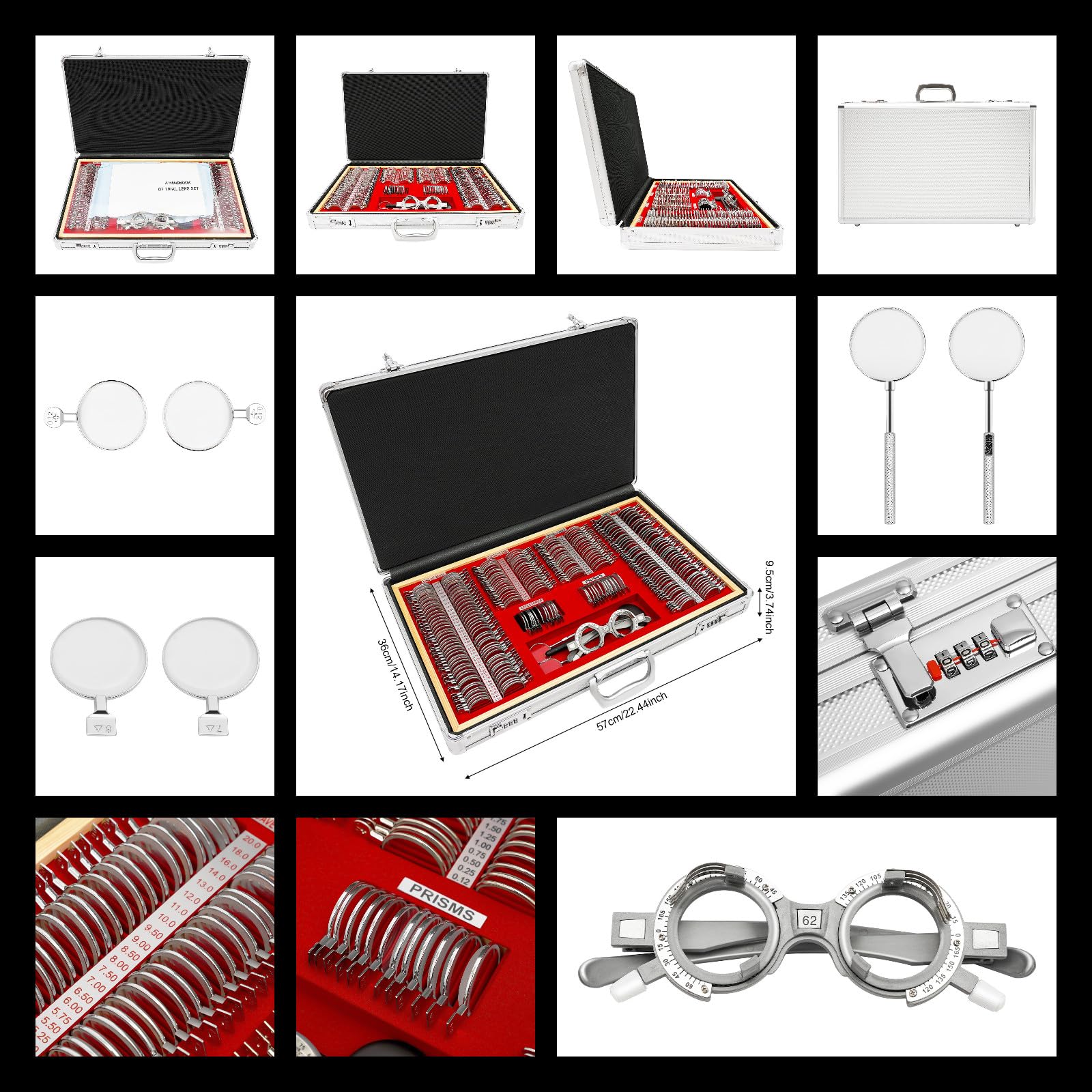 **Professional Optometry Rim Case Kit - 266 Lenses & 1 Trial Frame - Prescription Optical Lenses for Nearsightedness - Eye Protection Accessories for Optometrists & Vision Testers - Perfect for Home & Clinic Use**    *(Use Case: Ideal for optometrists, vision clinics, and home eye care to test and correct nearsightedness with precision.)*