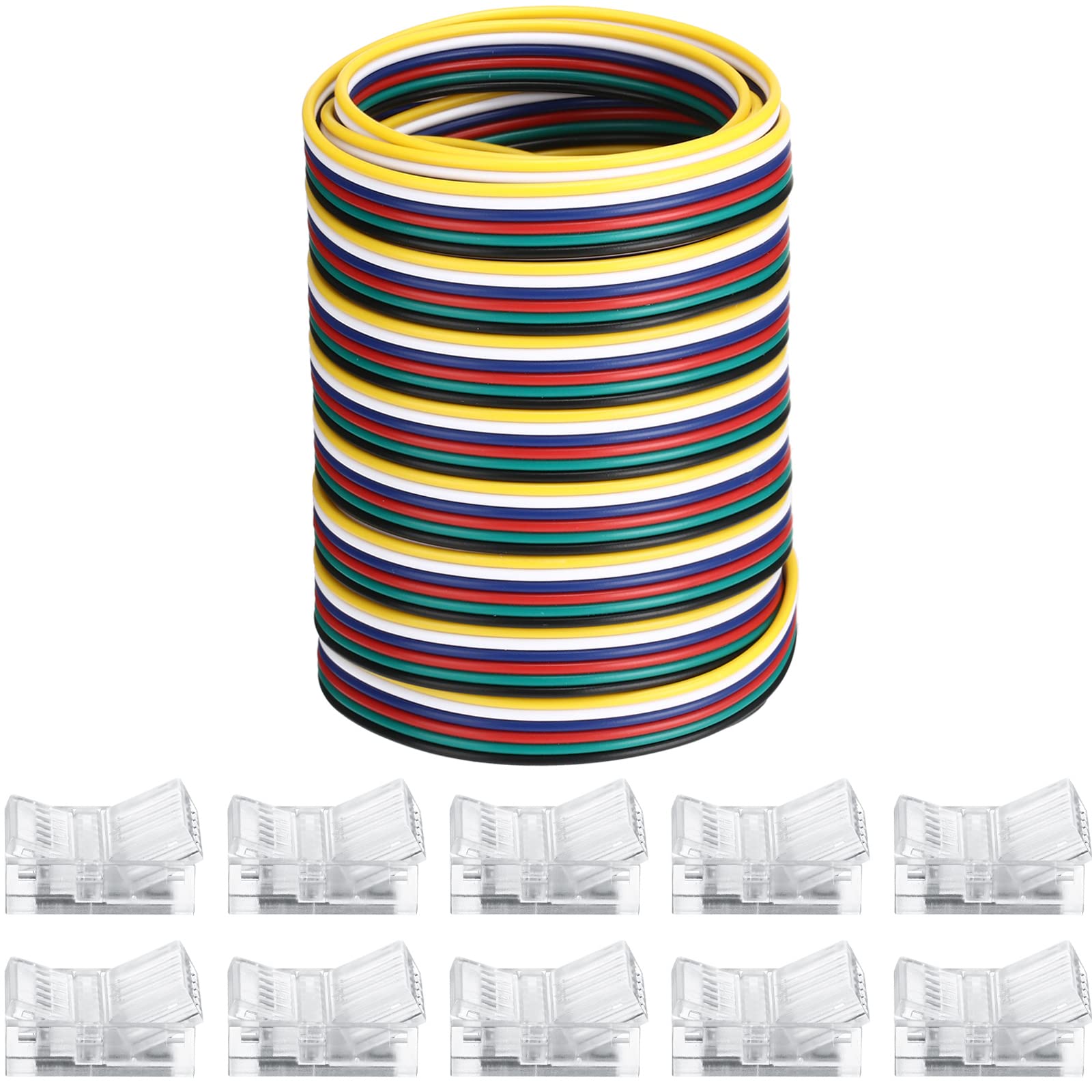 10 Pack Solderless LED Strip Connectors - Transparent Track Lighting Connectors for 16.4ft LED Strip Lights Extension, Speaker & Electrical Systems - Perfect for Home Theater, Kitchen Under Cabinet & DIY Lighting Projects