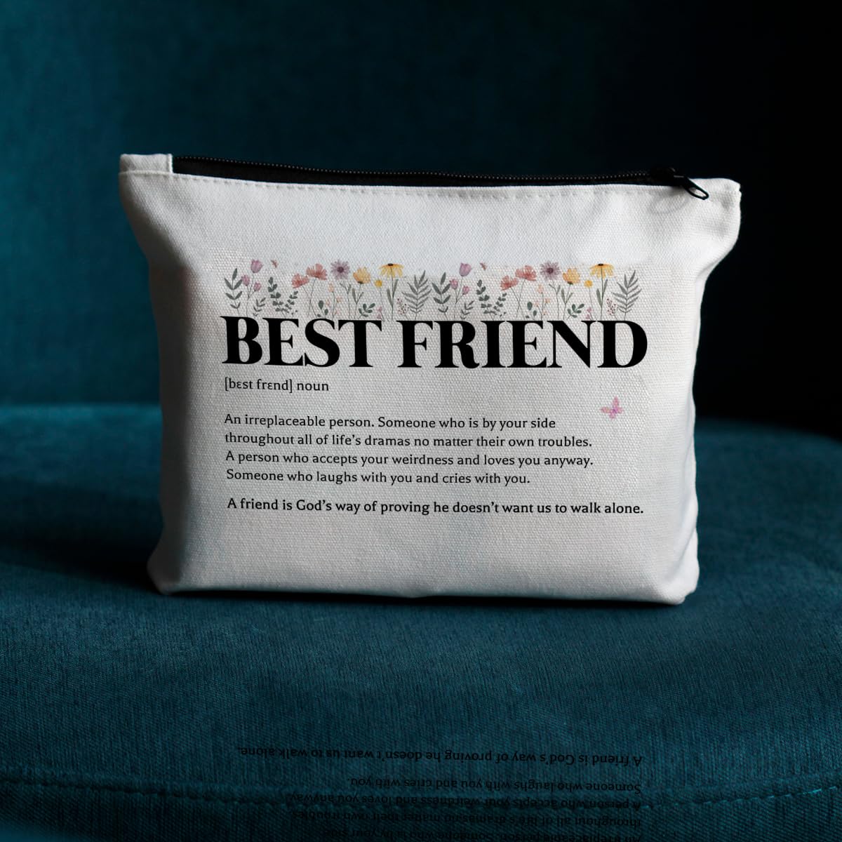 Best Friend Makeup Bag - Cute Cosmetic Pouch for Bestie Gifts | Birthday & Friendship Present for Women
