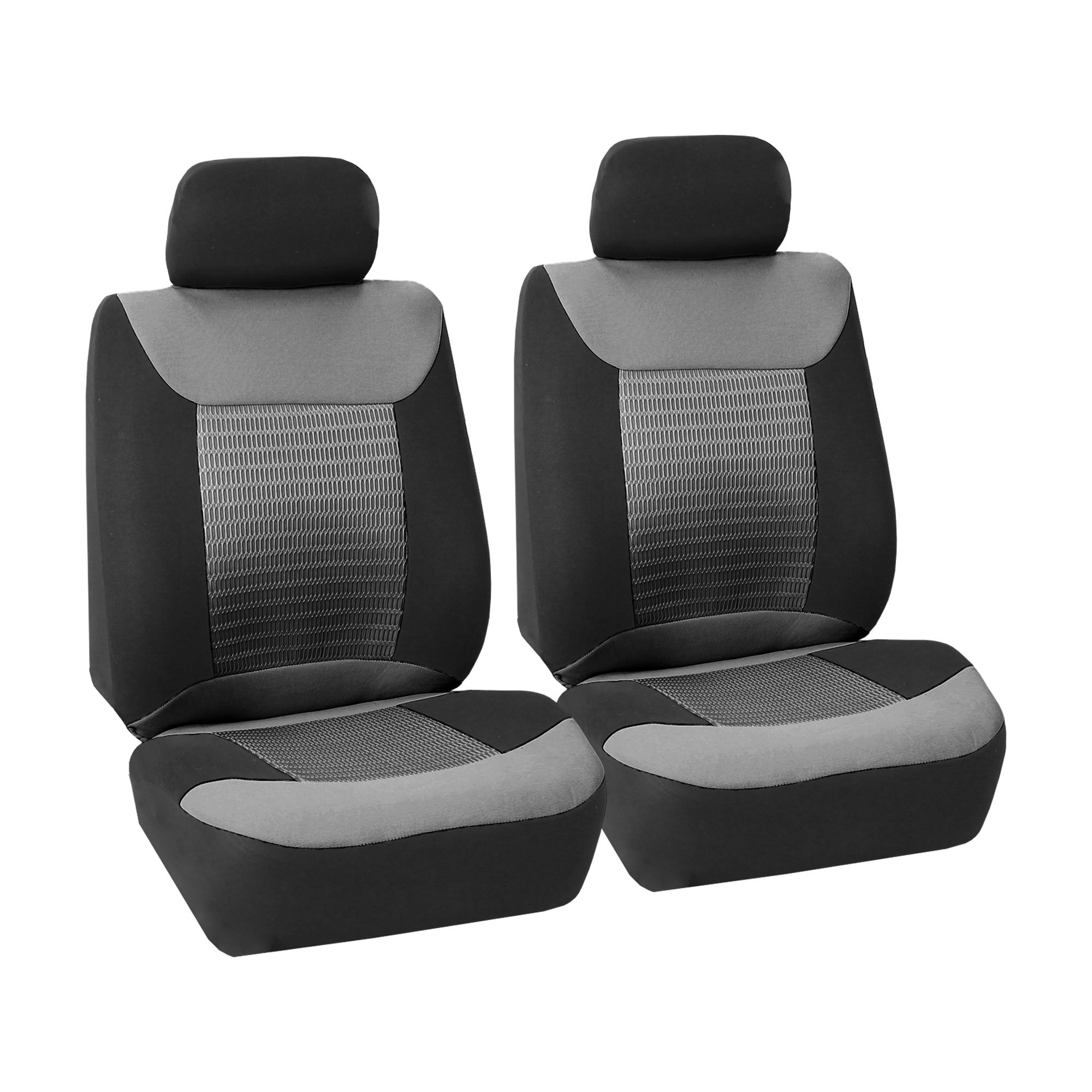 FH Group 3D Air Mesh Car Seat Covers Full Set - Universal Fit for SUV & Sedan | Low Back Front & Split Bench Rear Seats | Airbag Compatible & Washable (Gray) | Perfect for Daily Commute, Road Trips & Hot Weather Driving