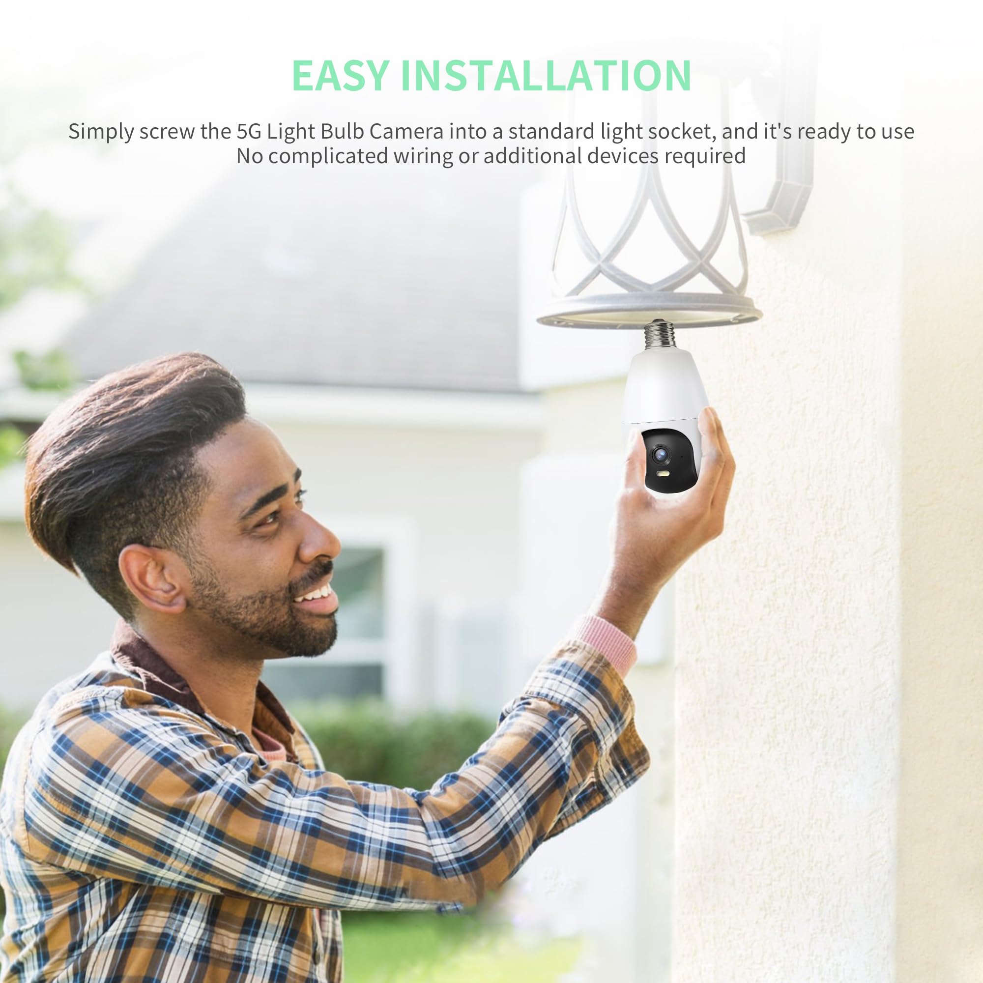 2K HD WiFi Weatherproof Light Bulb Security Camera - 360° Wireless Outdoor & Indoor Dome Camera for Home Surveillance, Smart Light Socket Camera with Night Vision - Perfect for Porch, Garage, Backyard Security Monitoring
