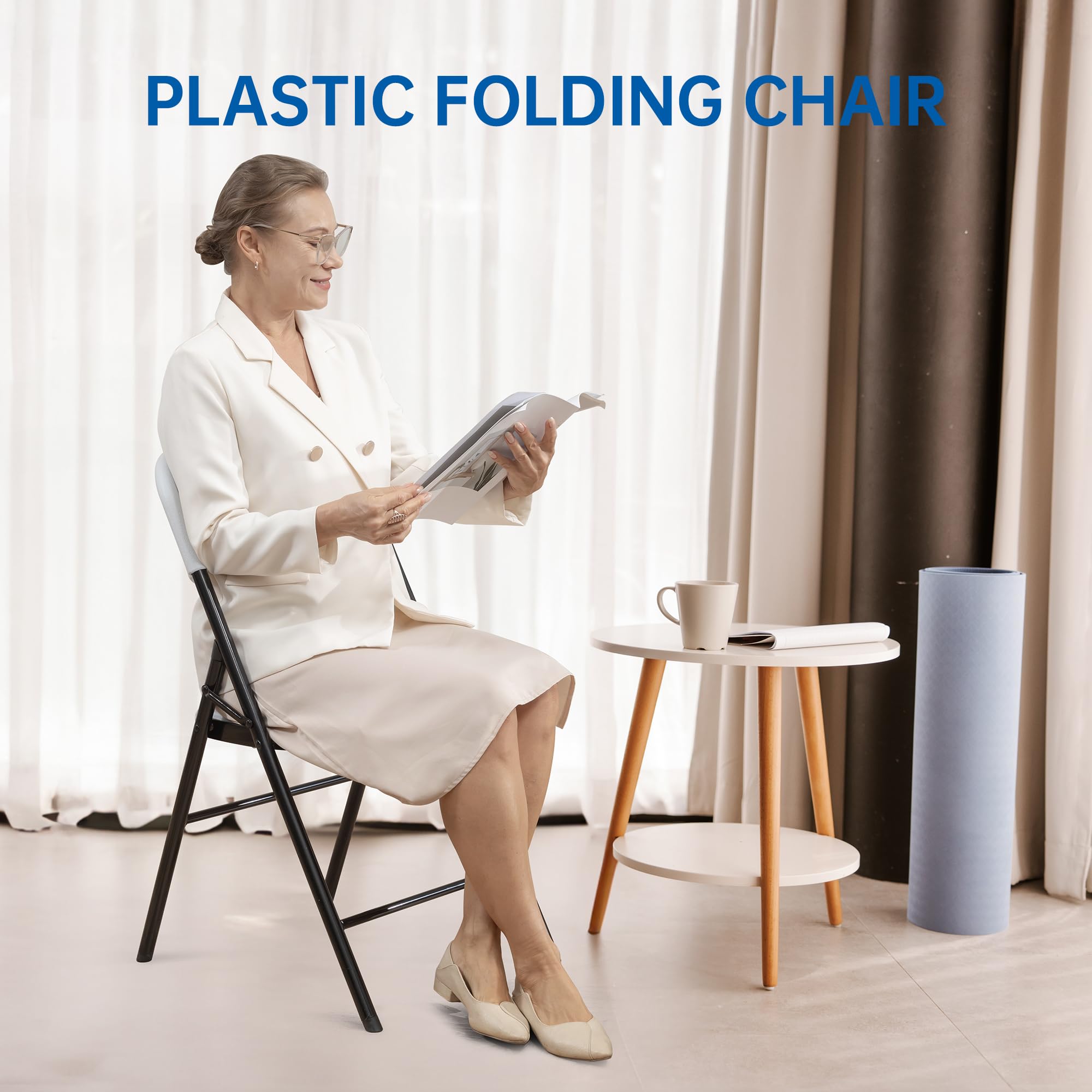 10 Pack Heavy Duty 800 LBS Capacity White Folding Chairs - Commercial Grade Stackable Chairs for Weddings, Parties, Banquets & Outdoor Events - Durable Foldable Chairs for Home, Office & Church Use