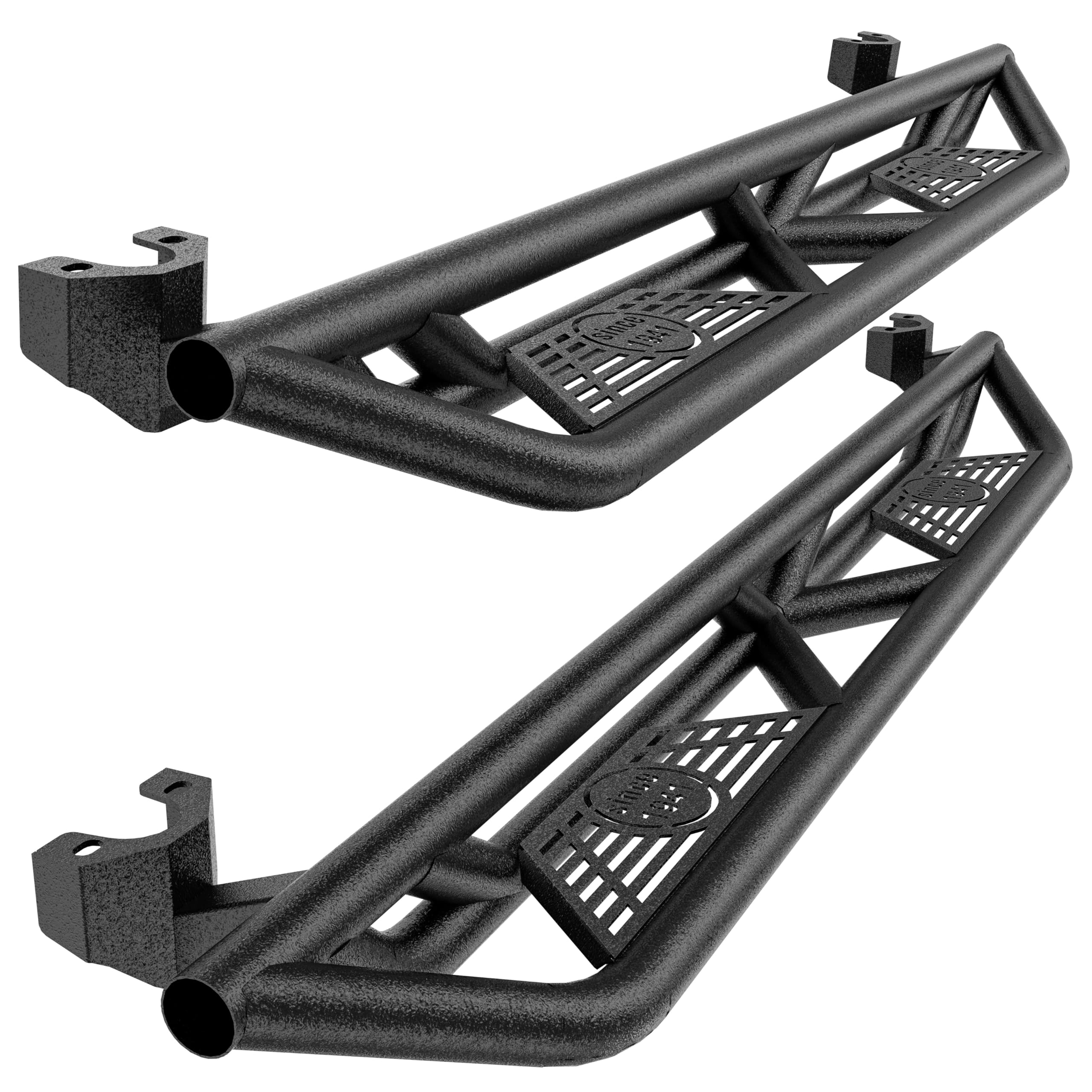 Hooke Road Wrangler JK Drop Side Steps Nerf Bars Running Boards for Jeep Wrangler JK Unlimited 4 Door 2007-2018 - Heavy Duty Off-Road Protection & Easy Entry/Exit for Adventure & Daily Driving