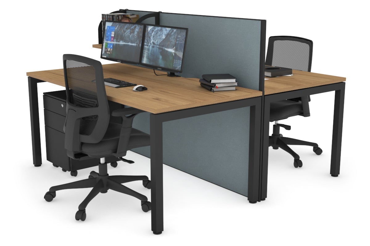 Horizon Quadro 2-Person Office Workstation Bench with Square Legs - 1800L x 800W Dimensions, Cable Management Scallop - Perfect for Shared Workspaces & Collaborative Office Environments