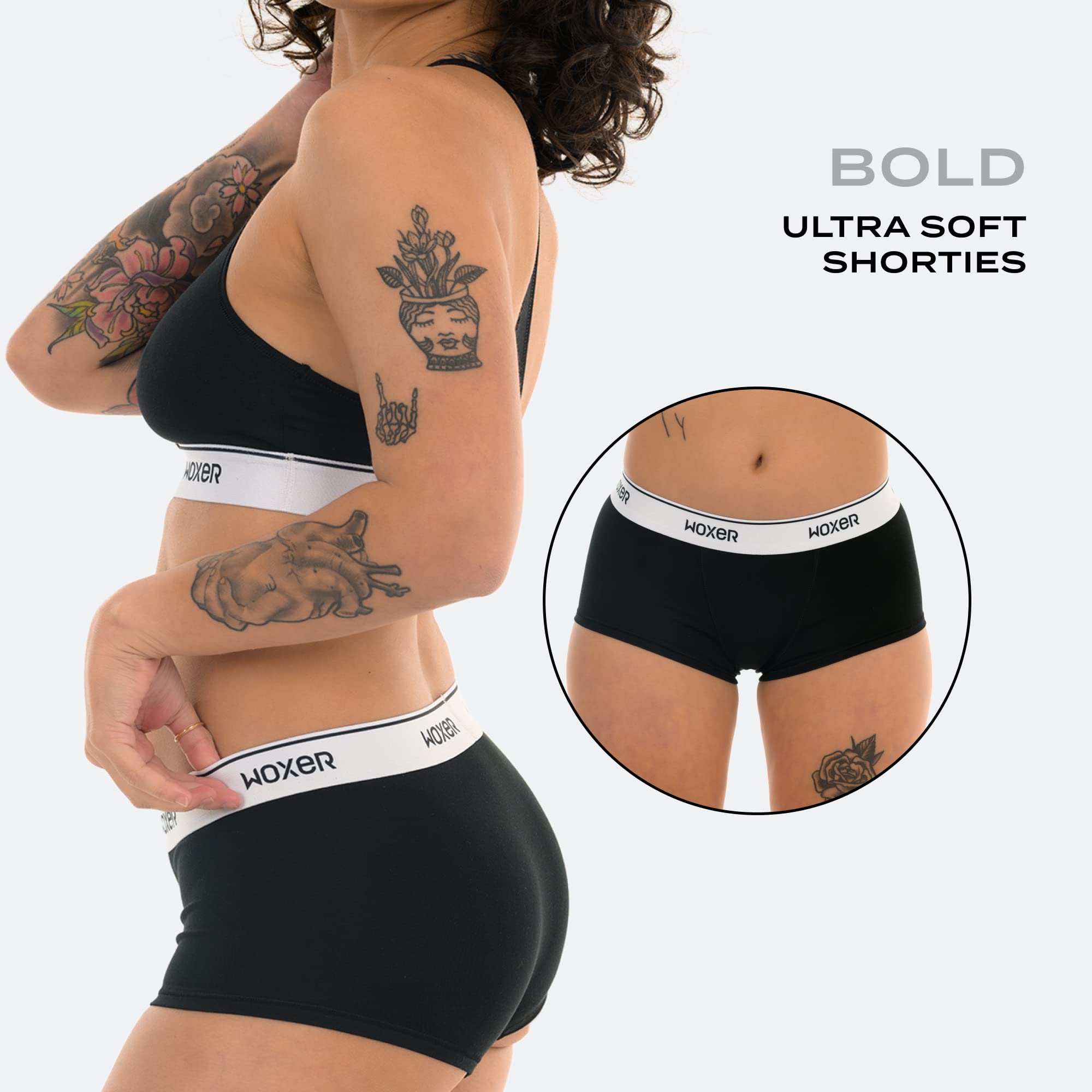 Woxer Women's Boxer Briefs Underwear - Ultra Soft Anti-Chafing Boyshort Panties with No Roll Inseam | Comfortable for Yoga, Workout & Everyday Wear