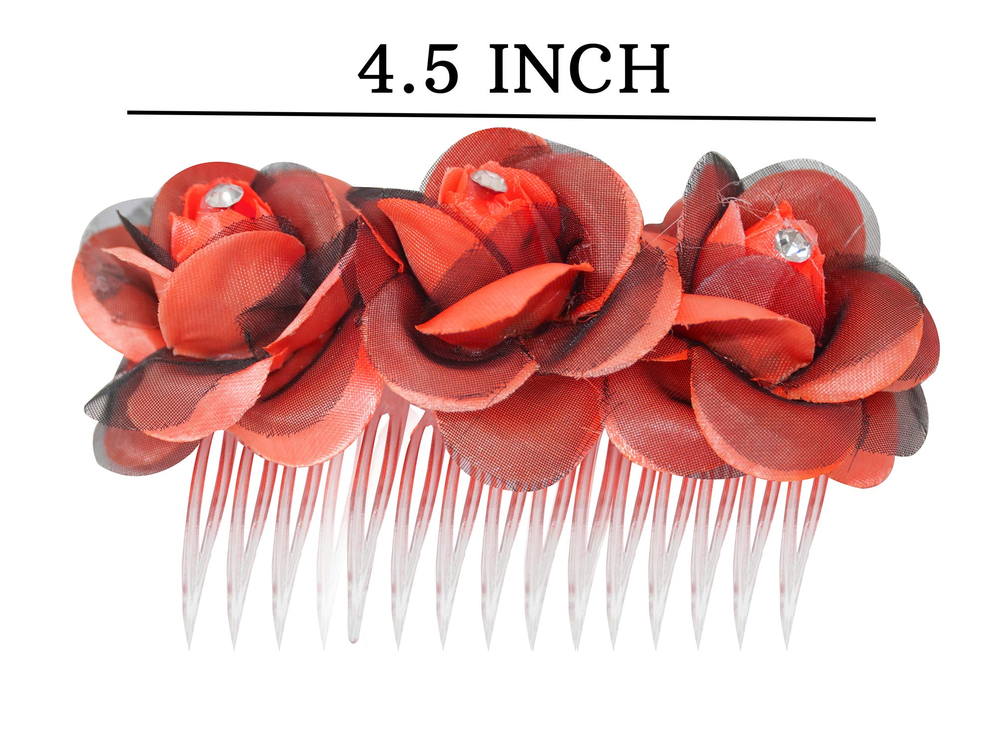 BOXO Flower Hair Clips for Women - Set of 2 Multicolor Hair Accessories for Wedding, Party & Everyday Wear