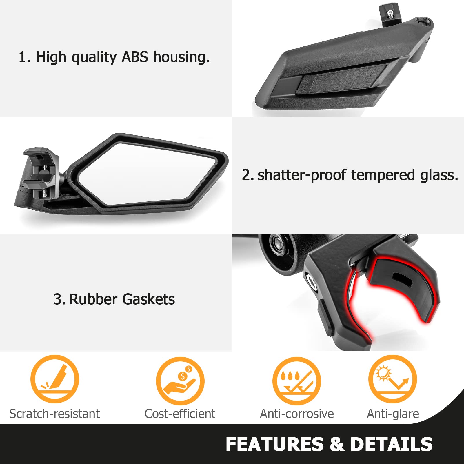 WeiSen UTV Side Mirrors - 1.5