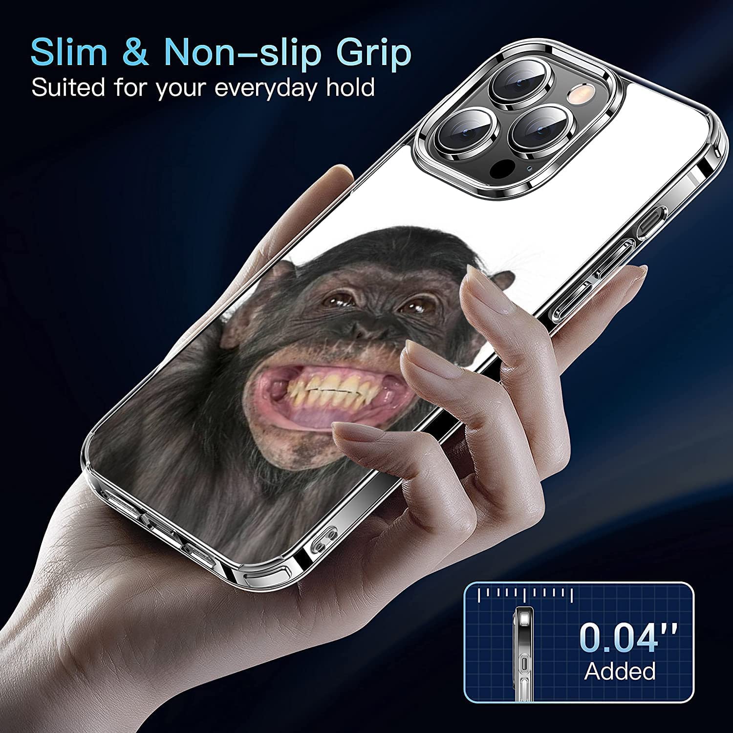 Funny Cute Monkey Shockproof Clear Phone Case for iPhone 12/12 Pro - Durable Protective Cover for Everyday Use & Outdoor Activities