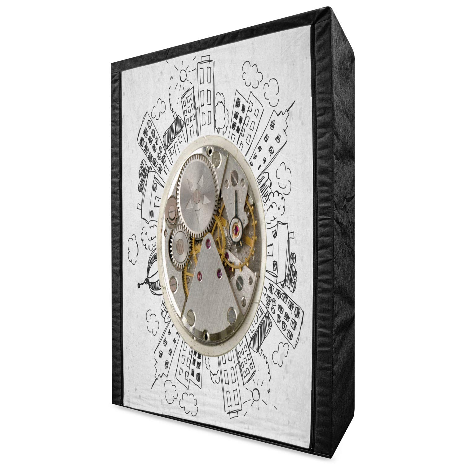 Vintage Style Ambesonne Portable Fabric Wardrobe with Alarm Clock - 42.5