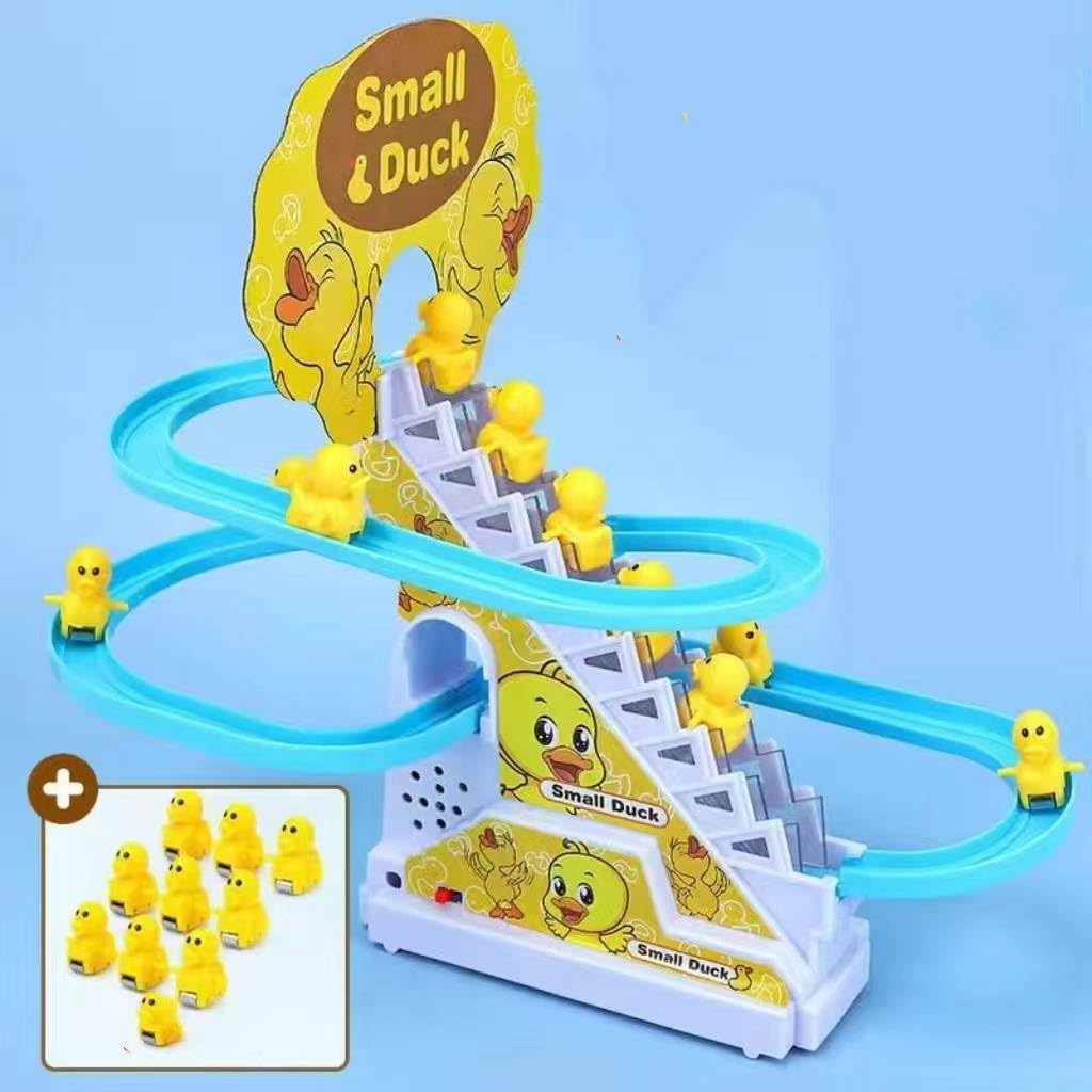 Automatic Stair-Climbing Duck Toy Set - Fun Cartoon Race Track for Toddlers & Kids | Educational Bath & Floor Play for Early Learning & Motor Skills Development