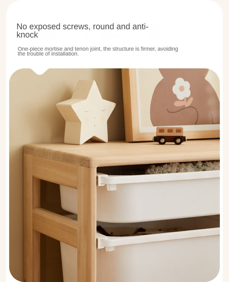 **Solid Wood Montessori Toy Storage Shelf for Kids - Organize Playroom, Nursery & Bedroom Toys - Eco-Friendly Poplar Wood Children's Bookshelf**