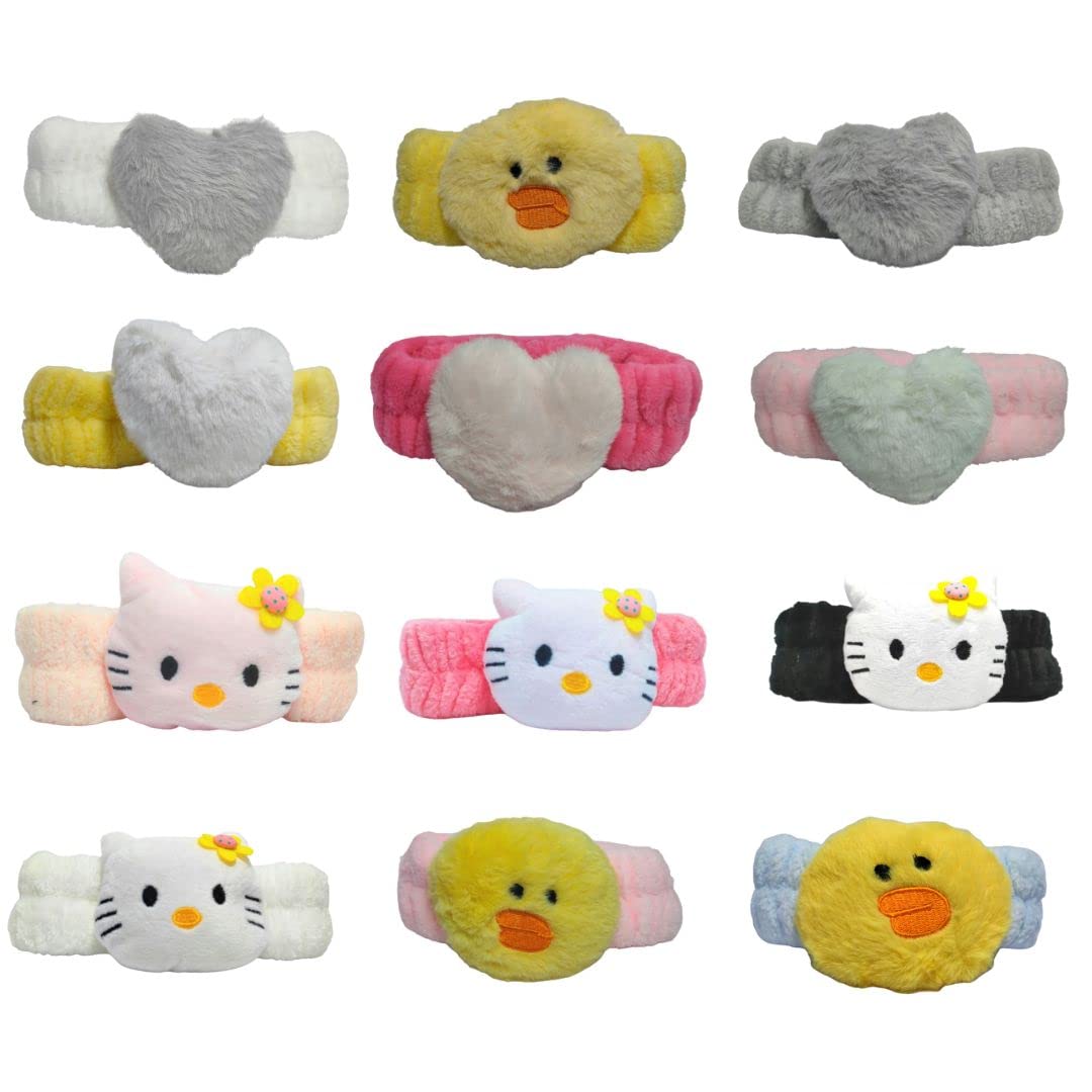 Soft Fleece Hairbands for Women & Girls - Elastic Face Wash Headbands for Spa, Makeup, Shower, Running & Sports (Pack of 2) | Perfect Gift for Her | HB-CAT-03 Combo A