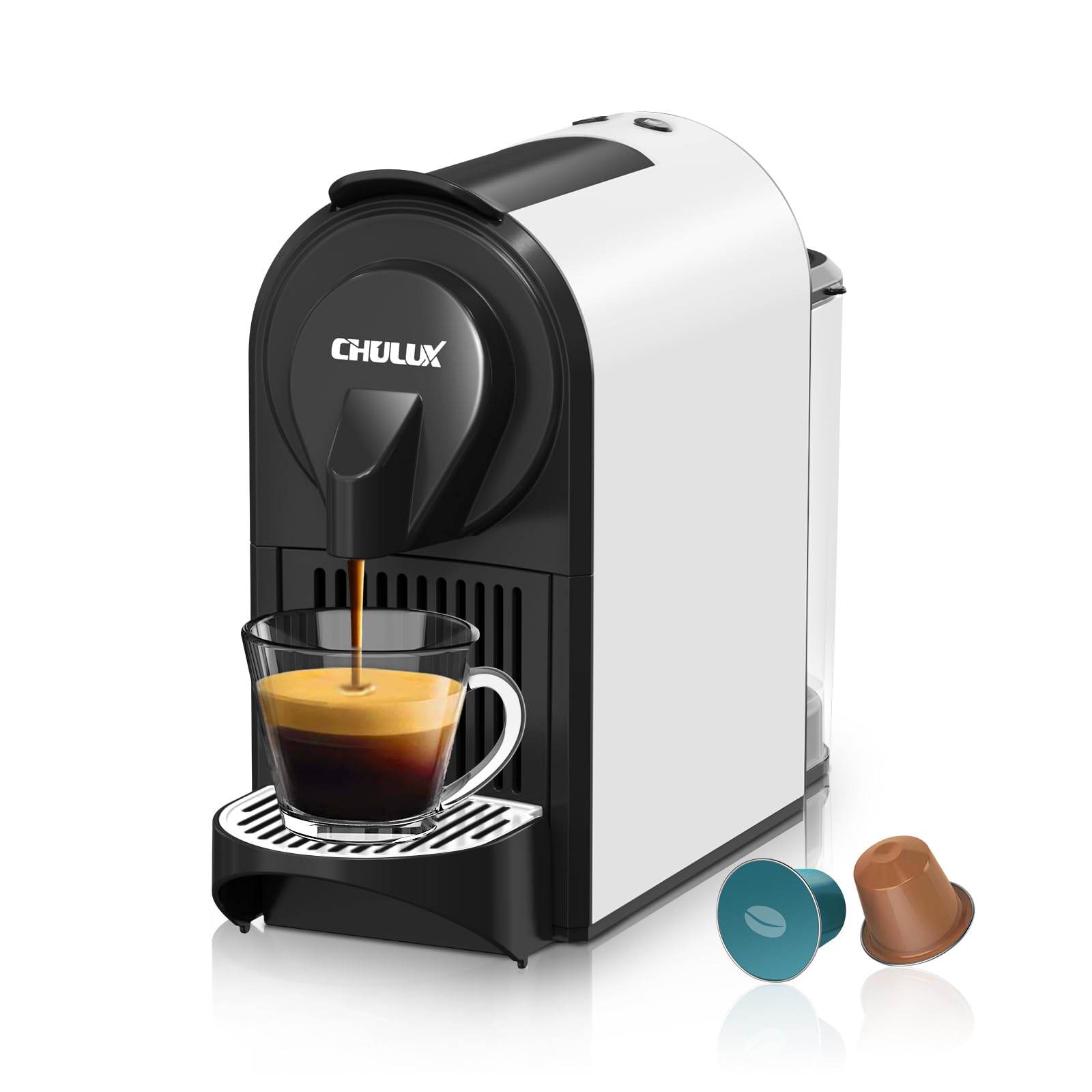 CHULUX Bafè-Pro Mini Espresso Machine for Nespresso Original Capsules - 20 Bar Pressure Single Serve Coffee Maker with Silver Drip Tray - Perfect for Home, Office & Small Spaces - Makes Rich Espresso & Lungo Coffee