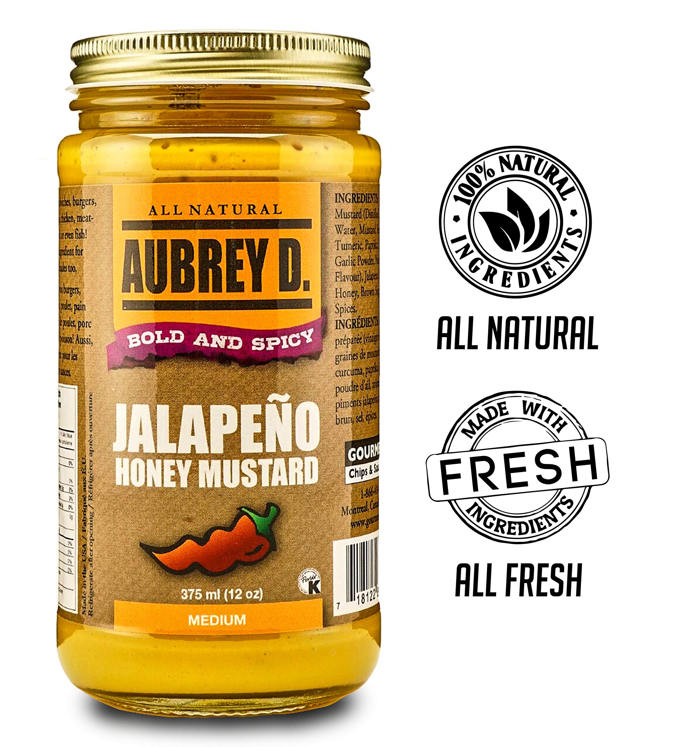 **Aubrey D. Jalapeno Honey Mustard Sauce - Gluten-Free, Spicy & Sweet Condiment for BBQ, Hot Dogs, Burgers, Salads & More (12-Pack, 12 oz Bottles) - Perfect for Grilling, Picnics & Party Dips**