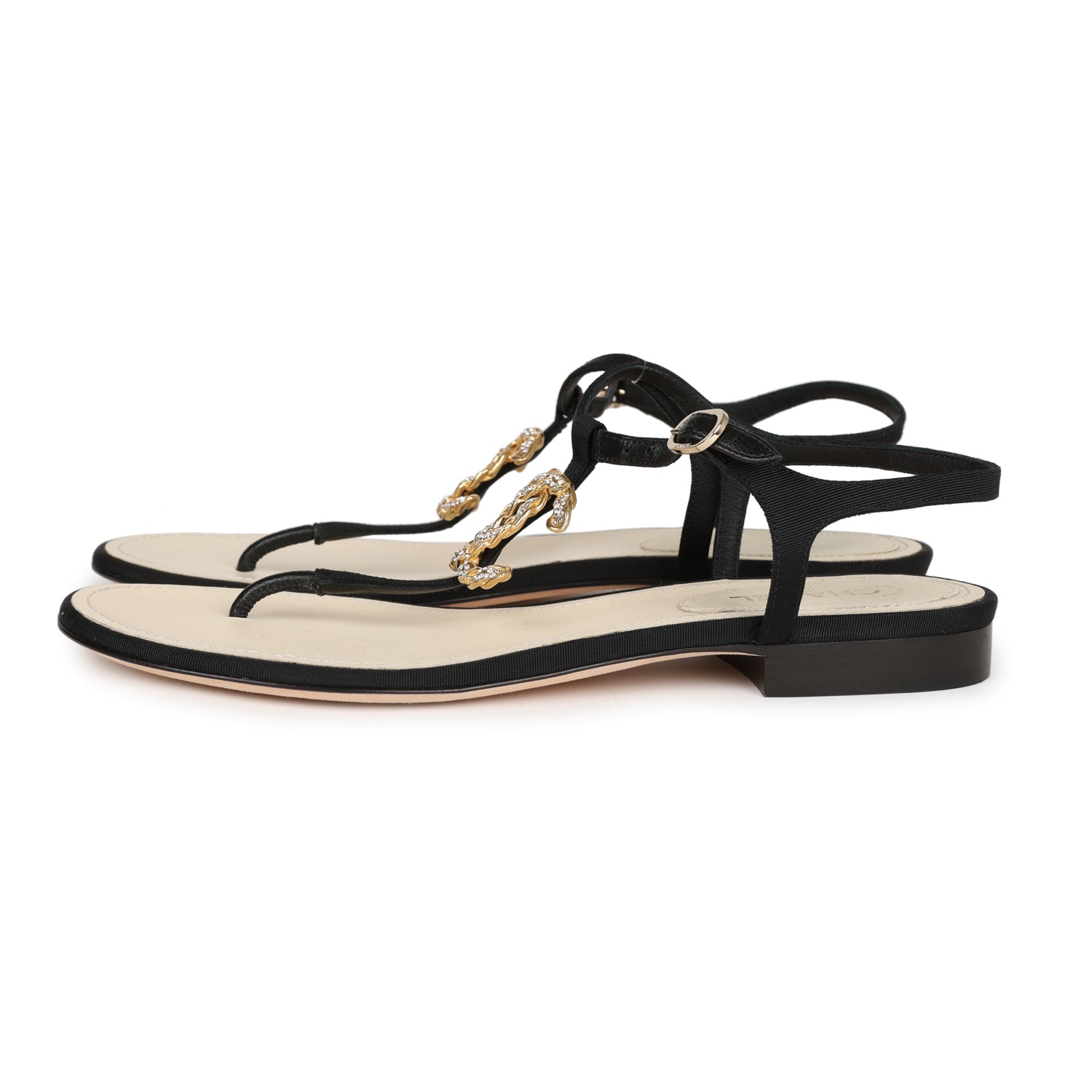 Chanel CC Logo Embellished Thong Sandals for Women - Size 37 EU (US 7) - Luxury Designer Flip Flops for Beach, Pool & Summer Vacations