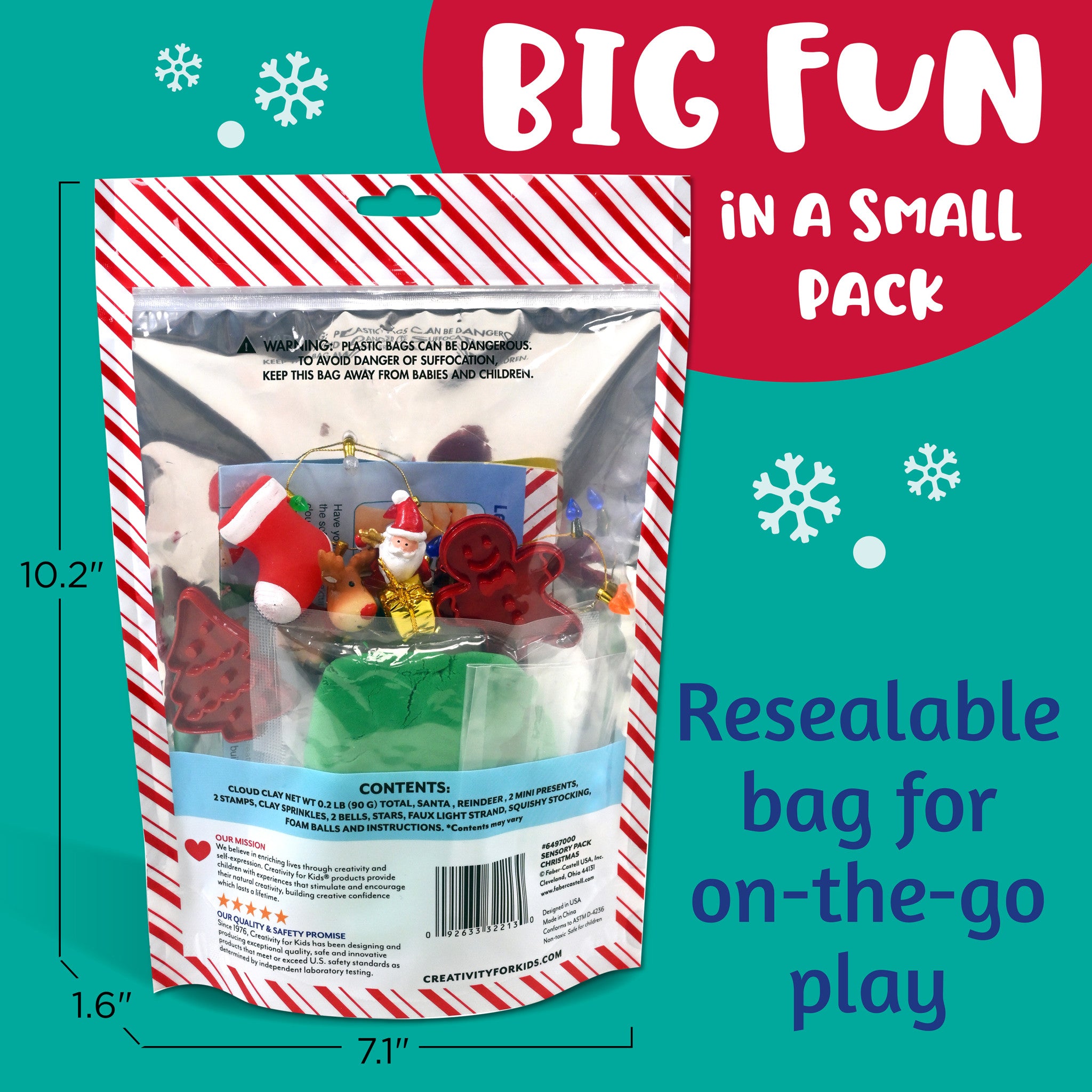 Christmas Sensory Pack for Kids - Stress Relief & Calming Toys for Autism, ADHD, Anxiety - Holiday Gift for Children (Item #6497000) - Perfect for Stocking Stuffers, Classroom Rewards & Sensory Play Therapy