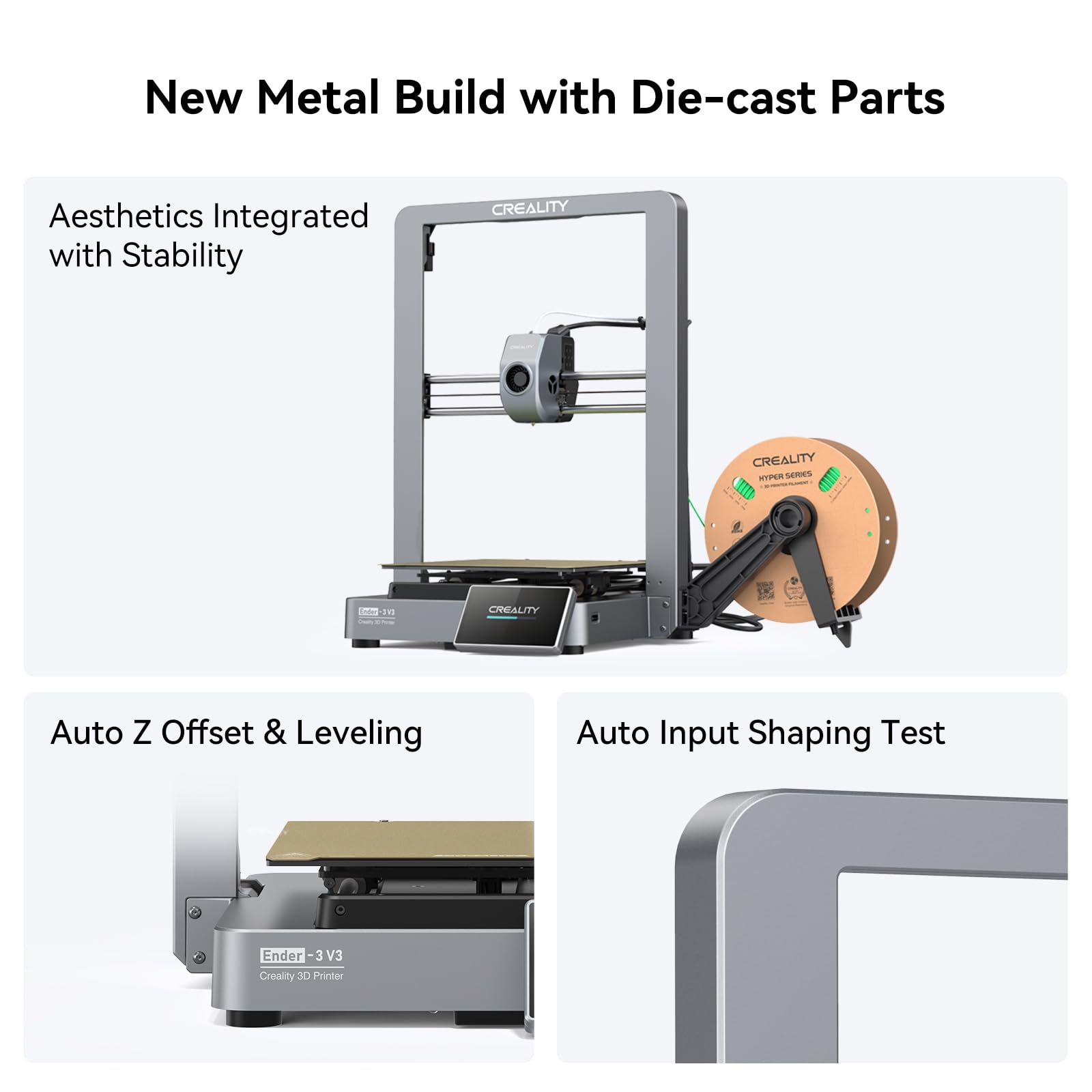 Creality Ender 3 V3 3D Printer Fully Assembled - 600mm/s High Speed, CoreXZ Metal Build, 300℃ Hotend, Auto-Leveling | Perfect for Beginners, DIY Projects, Home & Office Use | Print Size 8.66x8.66x9.84 in